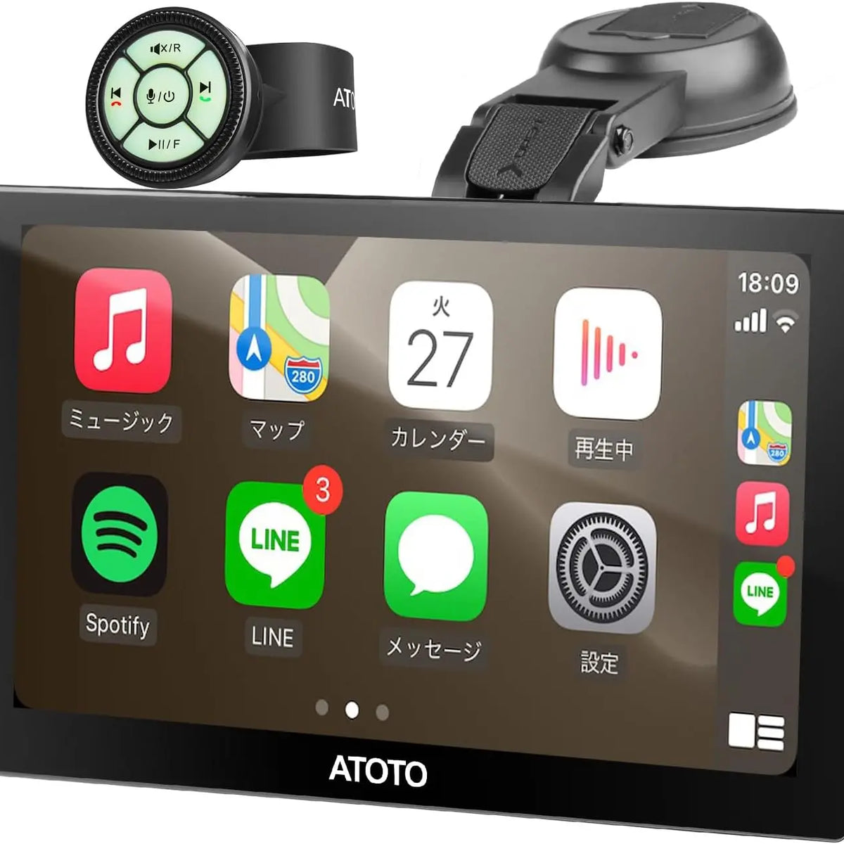 ATOTO P5 9インチポータブルナビ｜QLED防眩・無線CarPlay/Android Auto