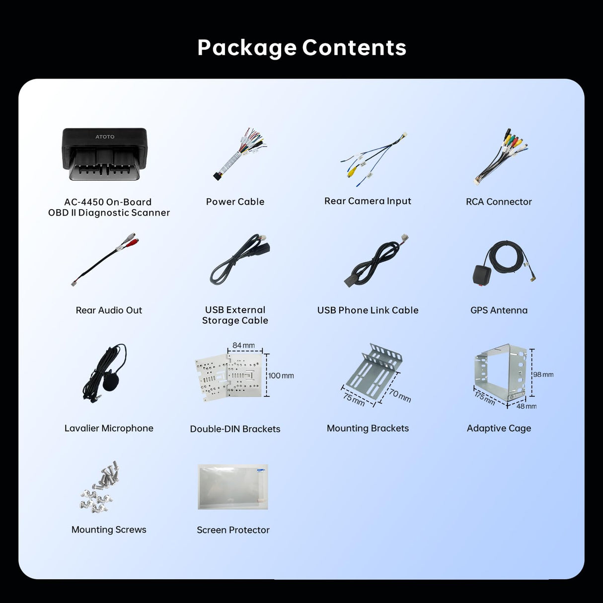 ATOTOEXCEL A6PF Android Double DIN Car Stereo, Wireless CarPlay&Android Auto, 8 Core 2G+32G Touchscreen Radio, WiFi/BT/USB Tethering, Dual BT, AI DriveChat, 36 band EQ, DSP, OBD2 Scanner, A6G209PF-S04