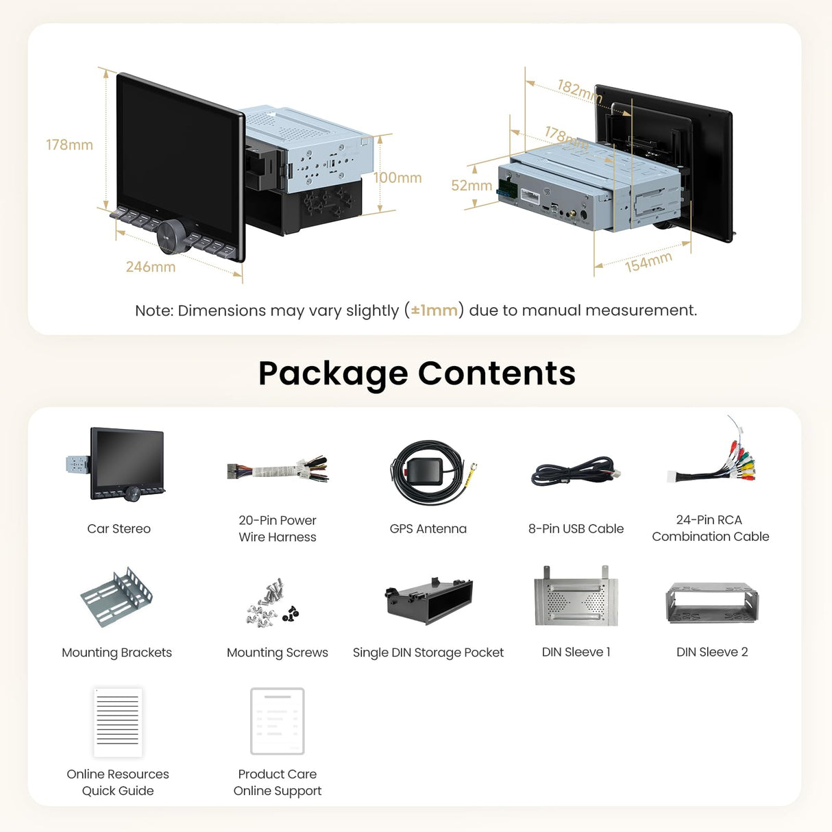 ATOTO A5LG110PT 10.1" QLED Single/Double DIN Car Stereo, Wireless CarPlay & Android Auto, Floating Touchscreen with Button, Wi-Fi/Bluetooth/USB Tethering, AI DSP, RCA, GPS, Dual HDMI, Split-Screen, MirrorLink, 2G+32G