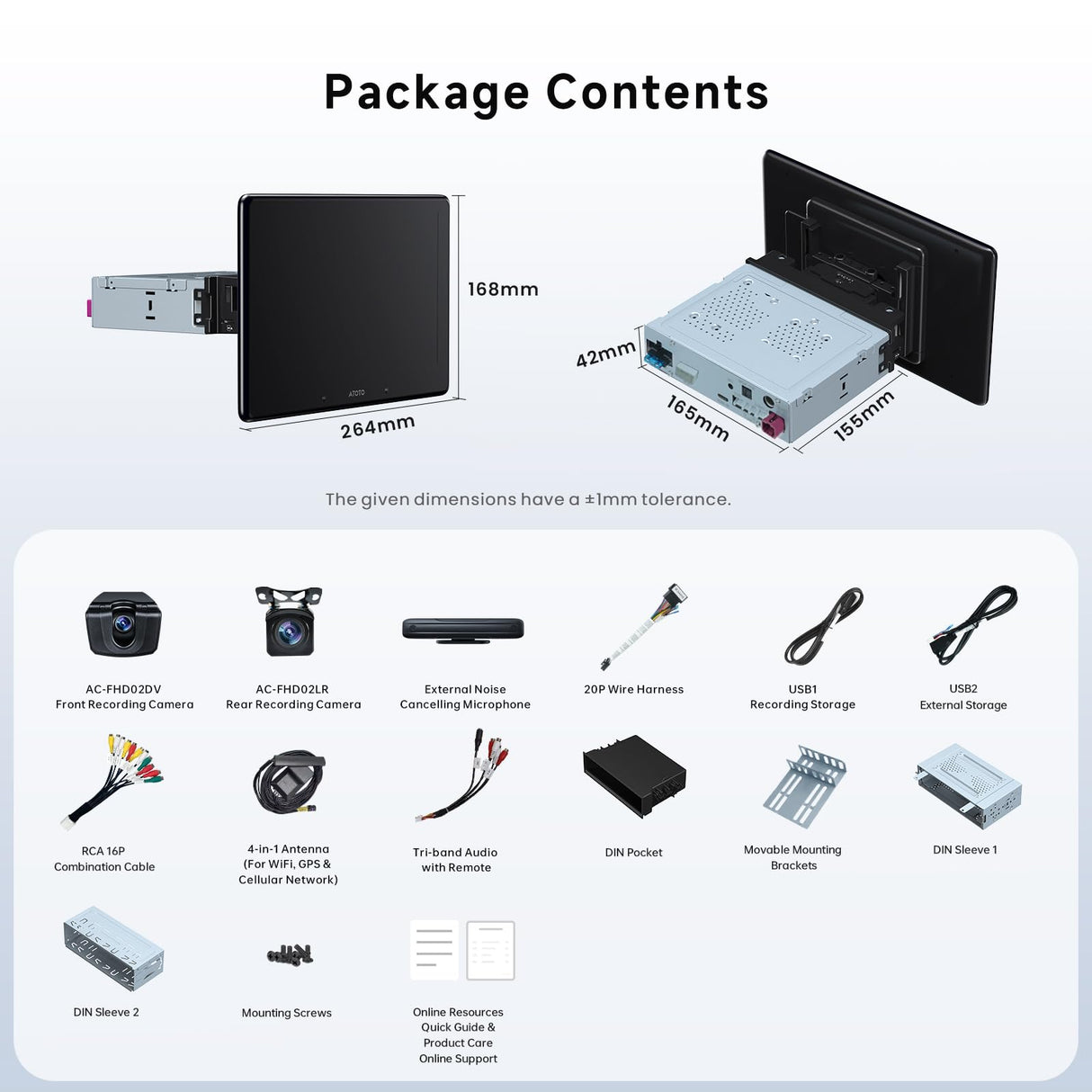 ATOTO X10G110E 10.1" Android Car Stereo with Wireless CarPlay & Android Auto, QLED Floating Touch Screen, Dual 1080P Dash Cam, 8GB RAM, 128GB ROM, DSP 7.1.2 Sound, WiFi/Cellular