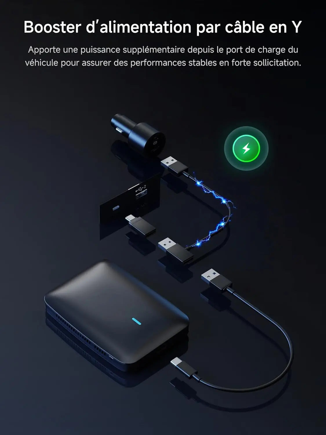 ATOTO CB6 Adaptateur CarPlay Sans Fil & Android Auto - Boîtier AI Bluetooth 4+64GB, GPS, Compatible Voiture, Siri, Google Assistant