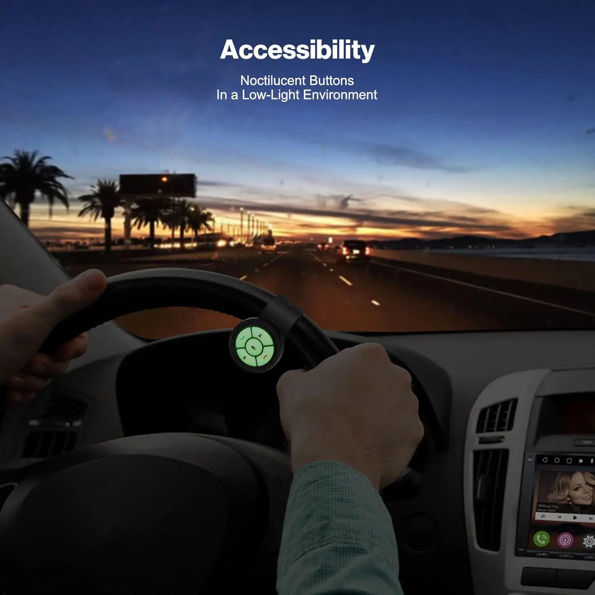 ATOTO AC-44F8 Wireless Steering Wheel Remote - Luminous Button, Key Mapping, Universal Fit for Car Stereos, Watchband Style