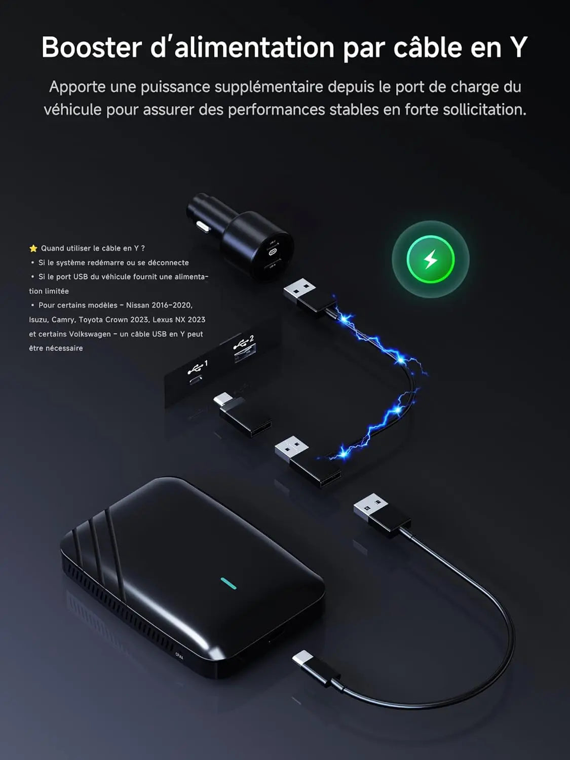 ATOTO CB4B Adaptateur CarPlay sans Fil – Double WiFi, Double Bluetooth, Carte TF 128Go, 4Go+32Go, AI Box Android avec DriveChat, Netflix/YouTube, Noir