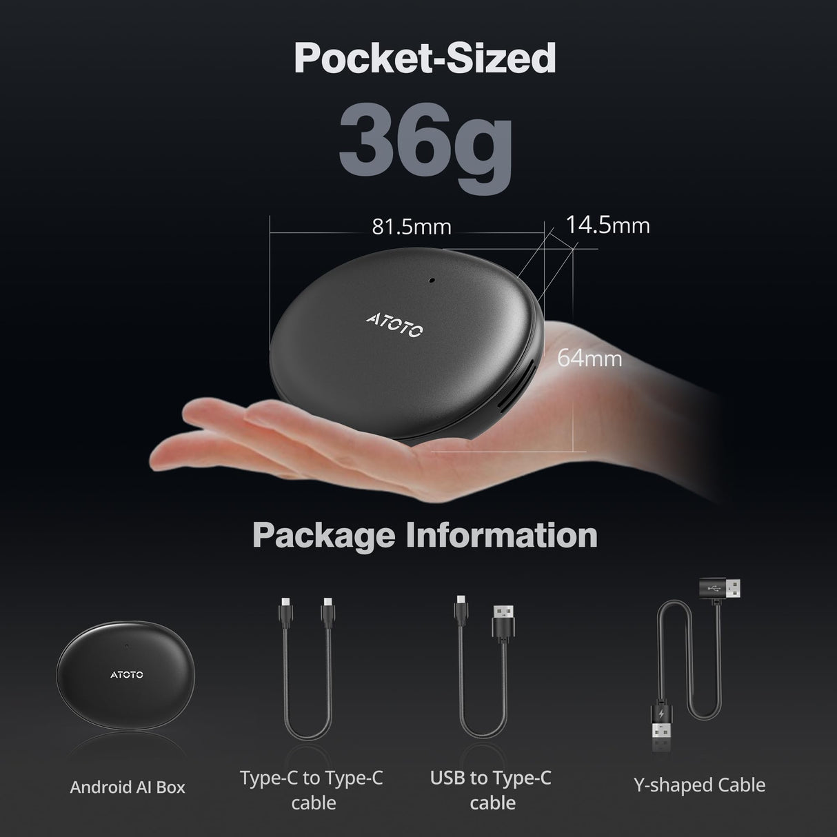 ATOTO AD5 Adattatore CarPlay Wireless/Android Auto, Dongle AI con ChatGPT, WiFi Dual, Supporto Scheda 256GB, Streaming Multimediale – Facile da Usare, Aggiornamento Intelligente per Auto