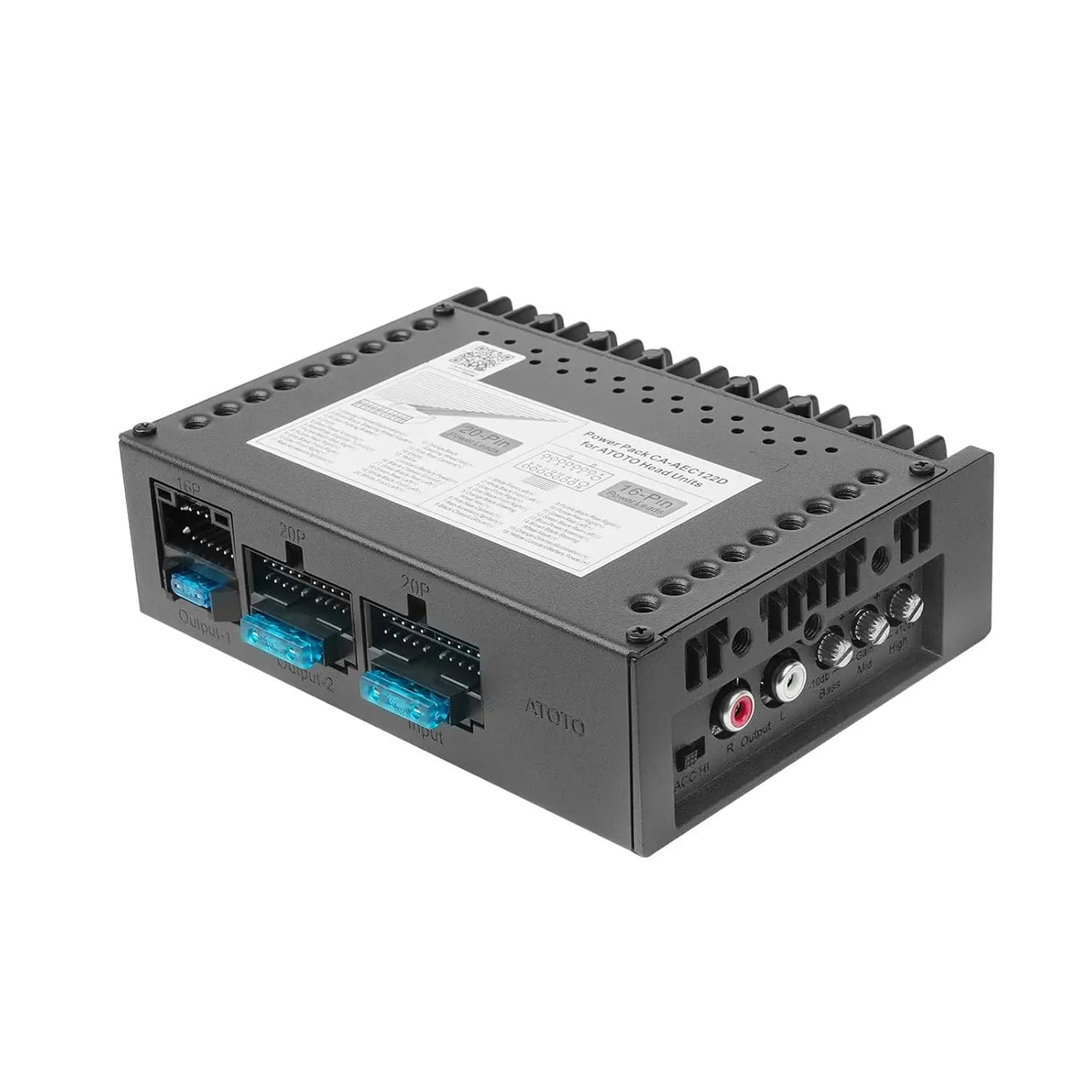 ATOTO CA-AEC122D Amplificador de coche Clase D TI TPA3221, 2 canales, entrada 7V-30V, estable a 2/4 Ohm, 108dB SNR, baja distorsión – Solo para autorradios ATOTO seleccionados