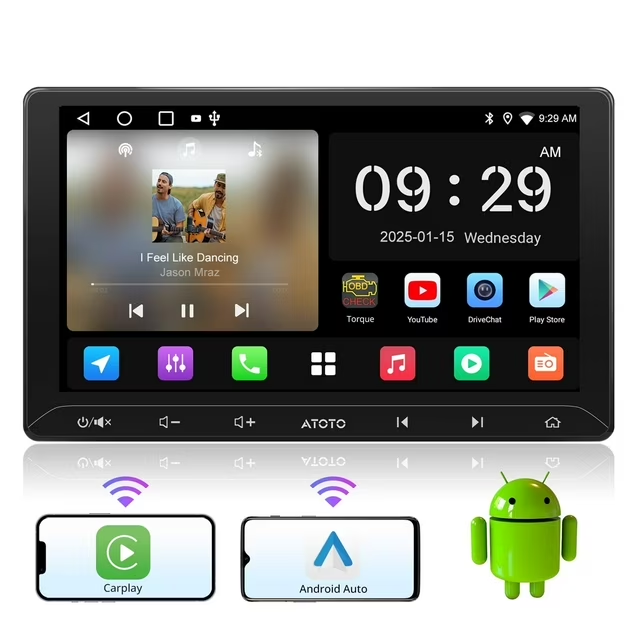 ATOTO Double DIN Car Stereo Radio with 10.1 inch Touchscreen,Wireless CarPlay & Android Auto ,2G+32G Car Radio with WiFi/Bluetooth/USB