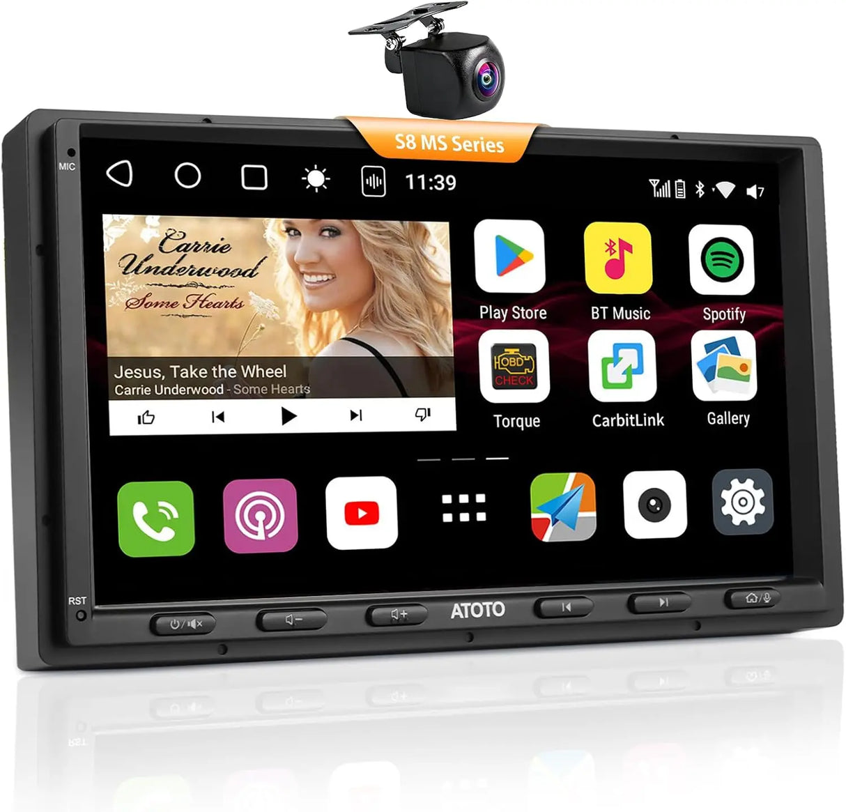 ATOTO S8G2A74MS 7” QLED Double Din with Backup Camera – 8-Core Wireless CarPlay & Android Auto, Built-in 4G LTE, Wi-Fi/BT/USB Tethering, DSP, SCVC, AI Chat, 4GB+32GB