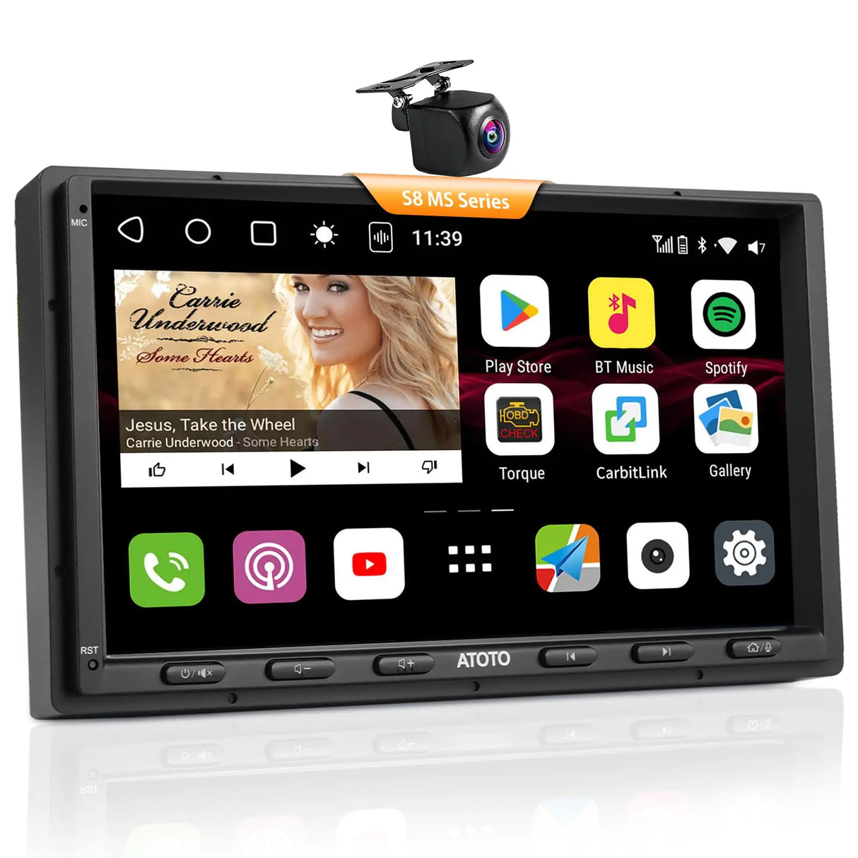 ATOTO S8G2A74MS 7” QLED Double Din with Backup Camera – 8-Core Wireless CarPlay & Android Auto, Built-in 4G LTE, Wi-Fi/BT/USB Tethering, DSP, SCVC, AI Chat, 4GB+32GB