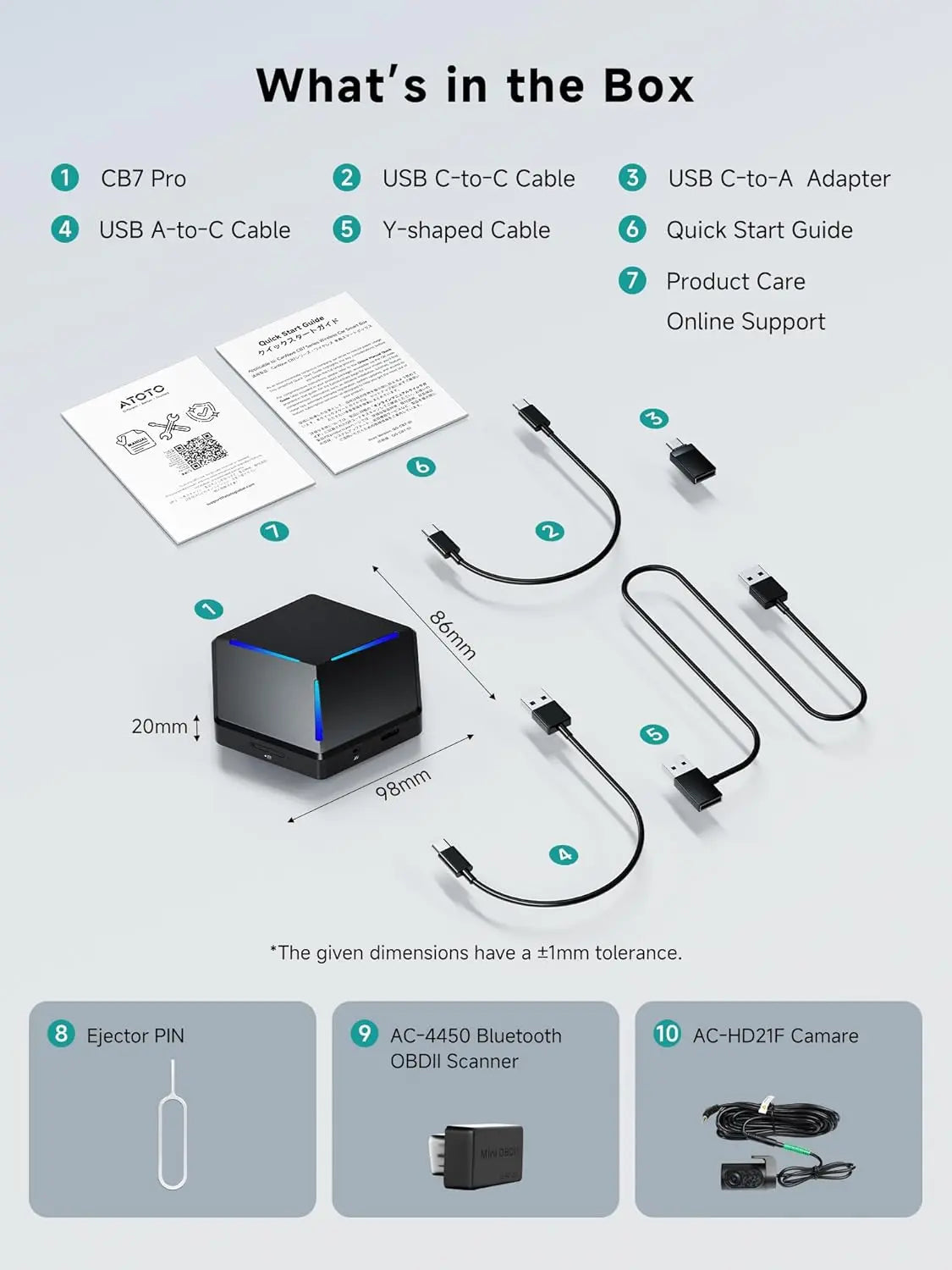 ATOTO CB7Pro Multimedia AI Box, Wireless CarPlay & Android Auto, Full Android Apps, HDMI Out for Rear Display, Split Screen, ScenePilot 2.0, GPS TrackHU