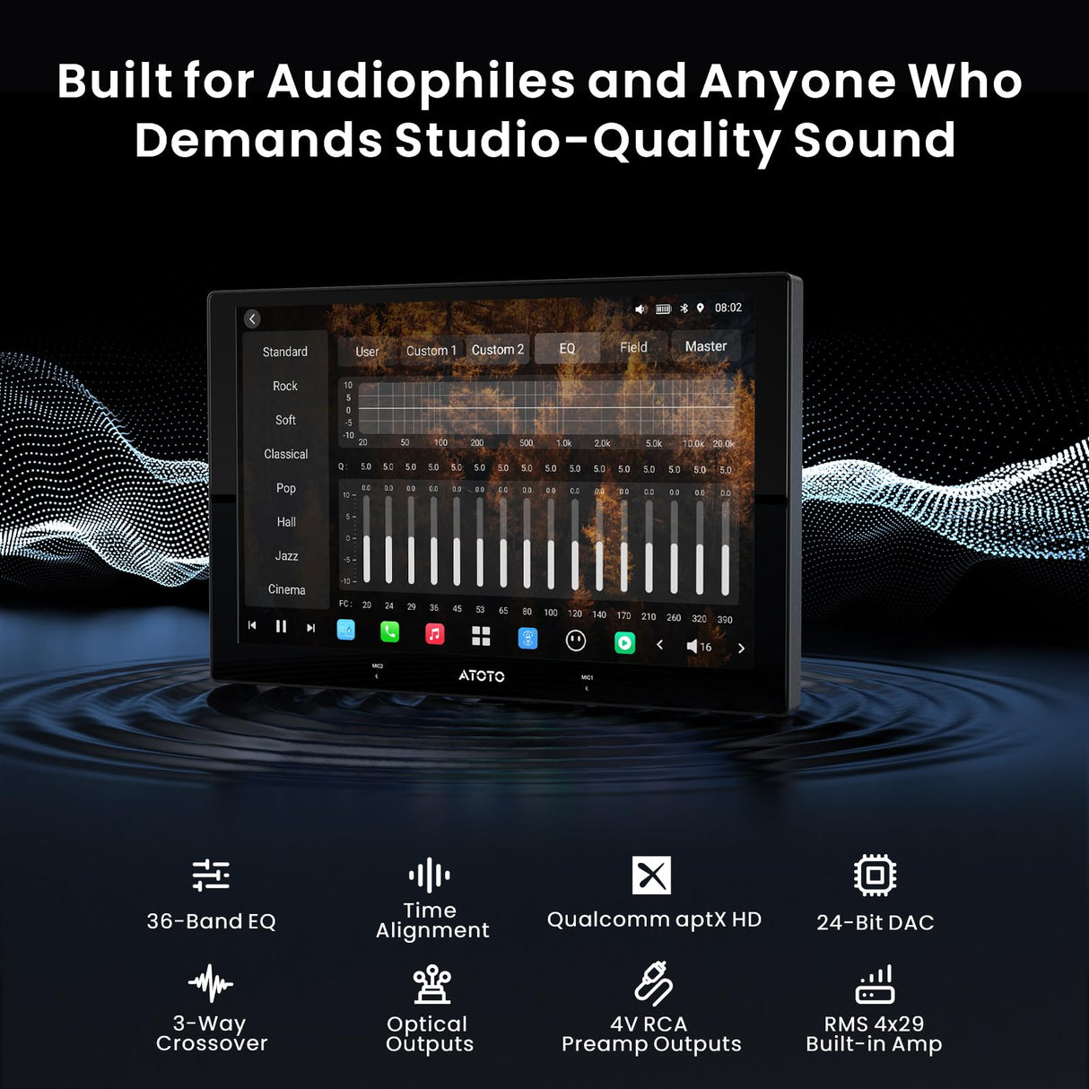 ATOTOZONE 9" Double Din Car Stereo, 8G+128G Android Head Unit, Wireless Carplay & Android Auto,4G LTE, 2 Bluetooth, 7.1.2 Ch Audio,FLAC, Hi-Volt RCA, 36B-EQ, HDMI in, ADS Protocol Compatible,X10G209E