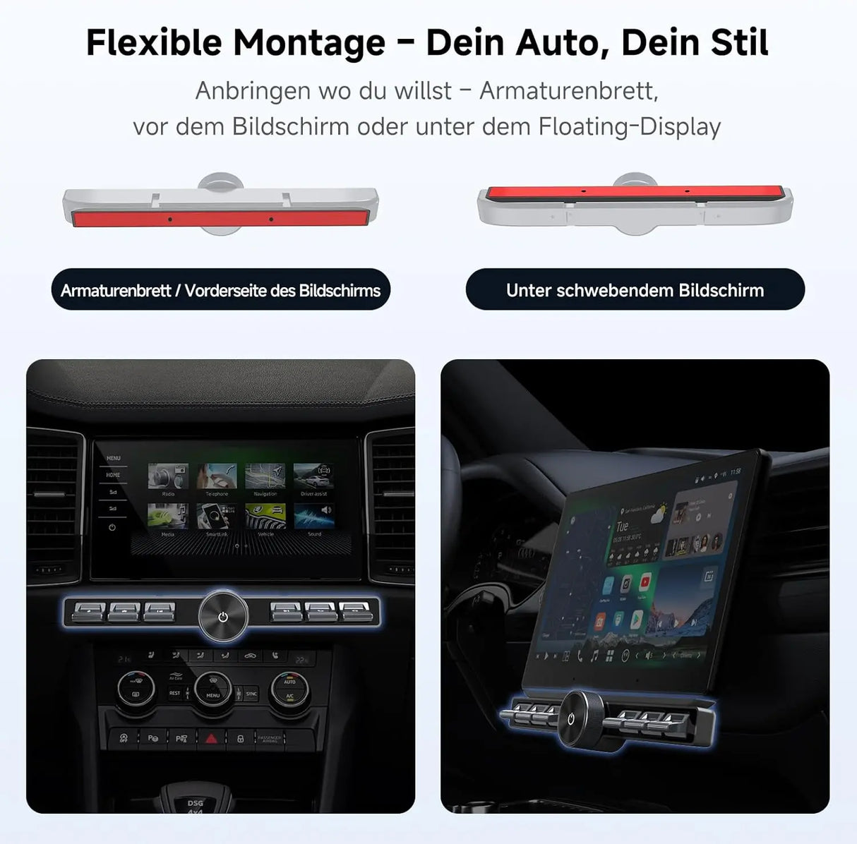 ATOTO AC-44F20 Kabellose Autoradio Fernbedienung mit Beleuchteten Tasten, Flexibler Halterung & Anpassbarer Taste, Kompatibel mit A6, A5L, S8 (außer S8 PN), X10, V10 und den Meisten SWC-Lernfähigen Modellen