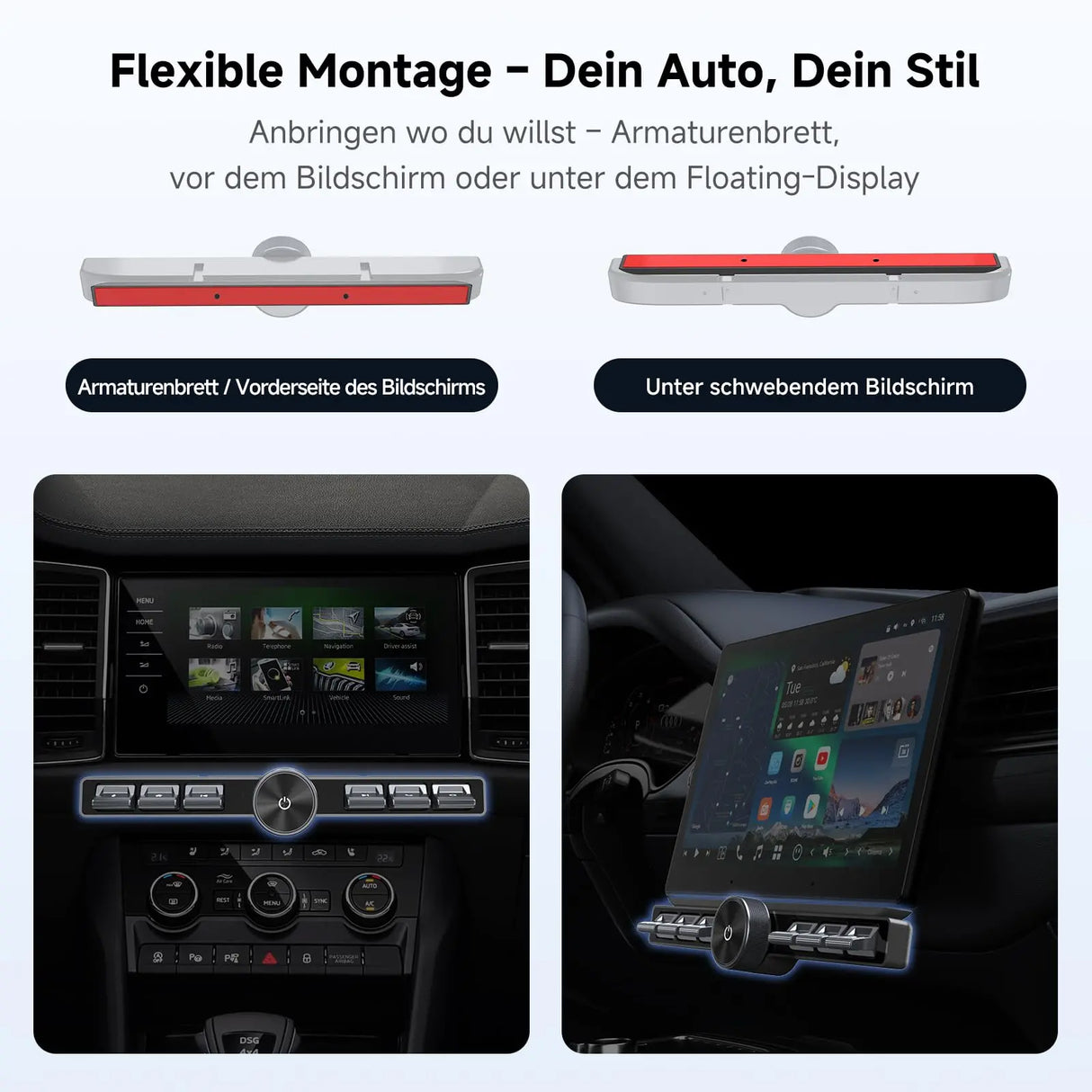 ATOTO AC-44F20 Kabellose Autoradio Fernbedienung mit Beleuchteten Tasten, Flexibler Halterung & Anpassbarer Taste, Kompatibel mit A6, A5L, S8 (außer S8 PN), X10, V10 und den Meisten SWC-Lernfähigen Modellen