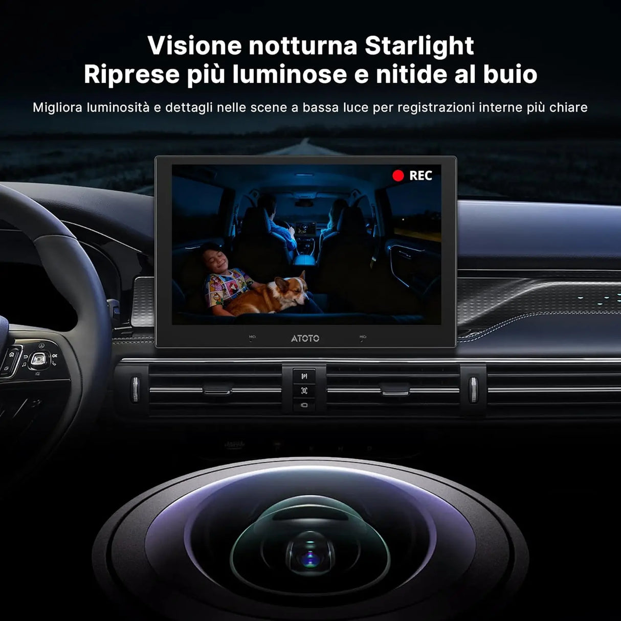 ATOTO AC-HN9CBV2 Telecamera Interna AHD 1080p, Frontale, 135° Grandangolo, Visione Notturna Starlight, Loop Recording, Modo Parcheggio, Solo Serie V10