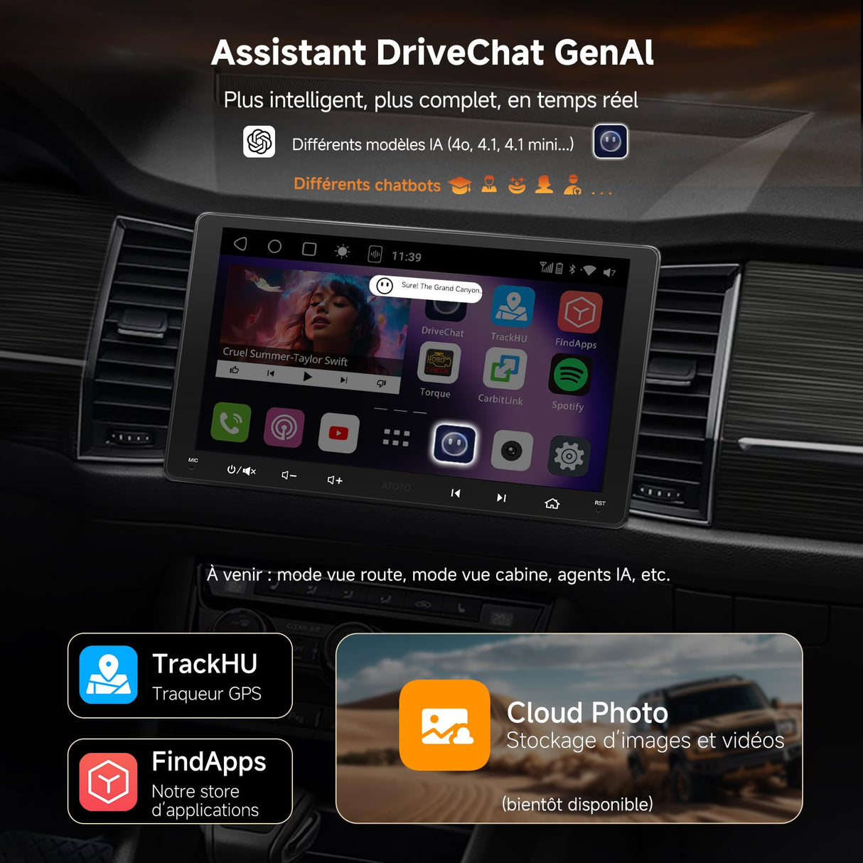 ATOTO S8G2099UN 9" 2Din Radio Coche Android con Cámaras 1080P, Pantalla QLED, CarPlay/Android Auto Inalámbrico, 4G LTE, Wi-Fi, Bluetooth, GPS & AI