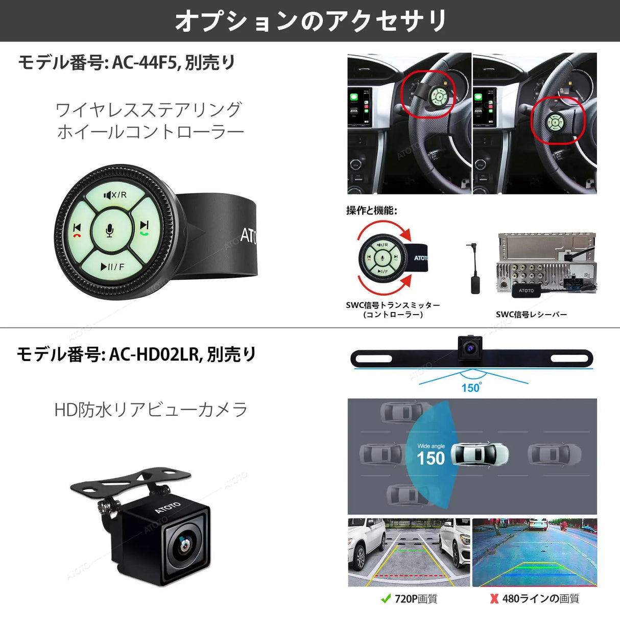 ATOTO F7 XE 7インチダブルDIN カーオーディオプレーヤー-ワイヤレスCarPlay,Android Auto、ミラーリンク(AutoLink)、Bluetooth、HD LRV(ライブリアビュー)、急速充電、QLEDディスプレイ、F7G2A7XE