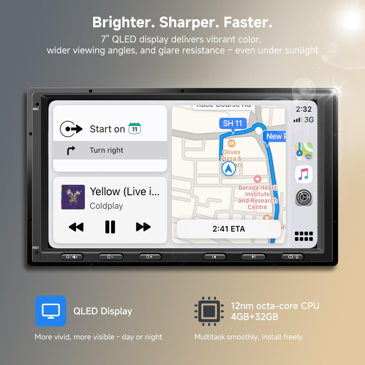 ATOTO S8G2A74MS 7" QLED Double Din Android Car Stereo & 1080P Front Camera, 4G+32G, Smart AI Chat, Wireless CarPlay & Android Auto, Dash Cam, Built-in 4G, Dual Bluetooth, WiFi/USB