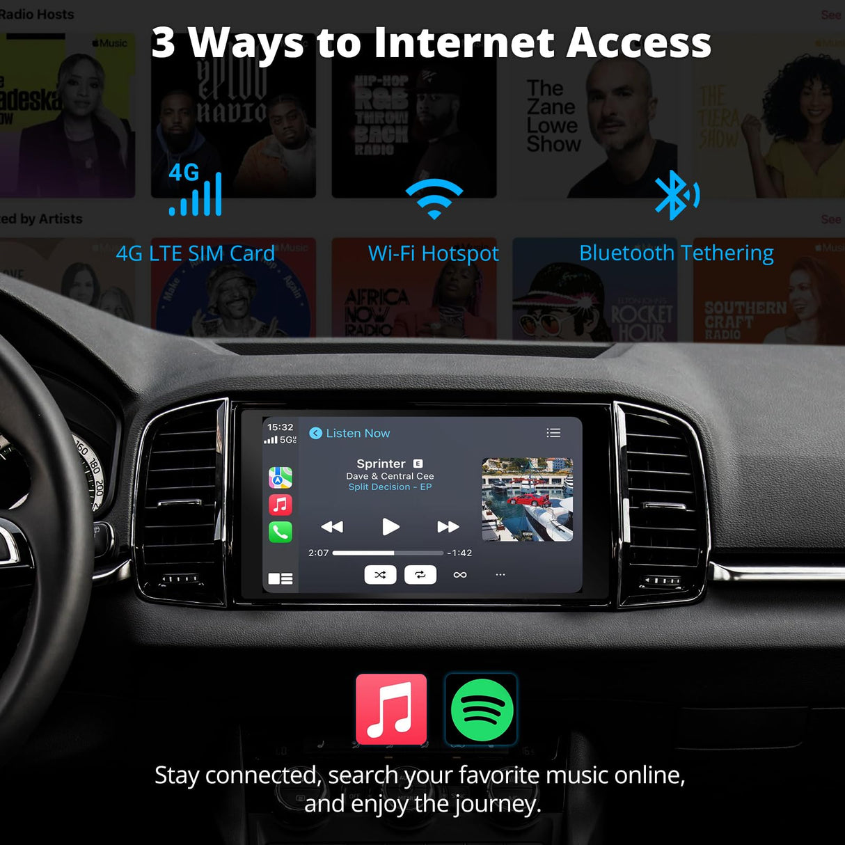 ATOTO AD6 Wired to Wireless CarPlay/Android Auto Adapter with AI Voice, OBD Support, GPS Tracking, 4GB+64GB Storage, Bluetooth