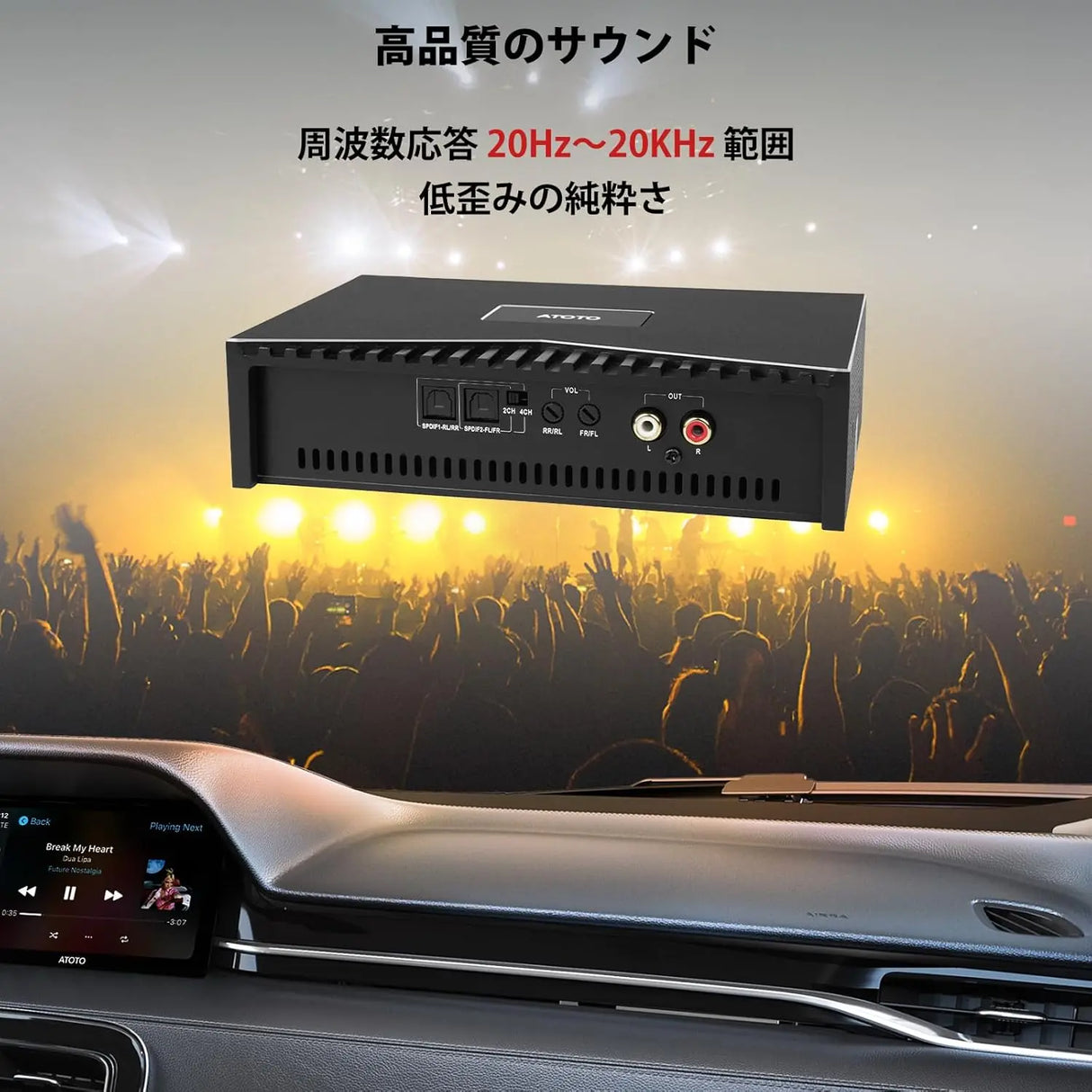ATOTO CA-AEC03 カーアンプ 4ch 55W デュアルSPDIF対応 フルレンジ ATOTO A5/A6/F7/S8/X10対応 アフターマーケット&ファクトリーステレオ用(P5/P8/P9非対応)