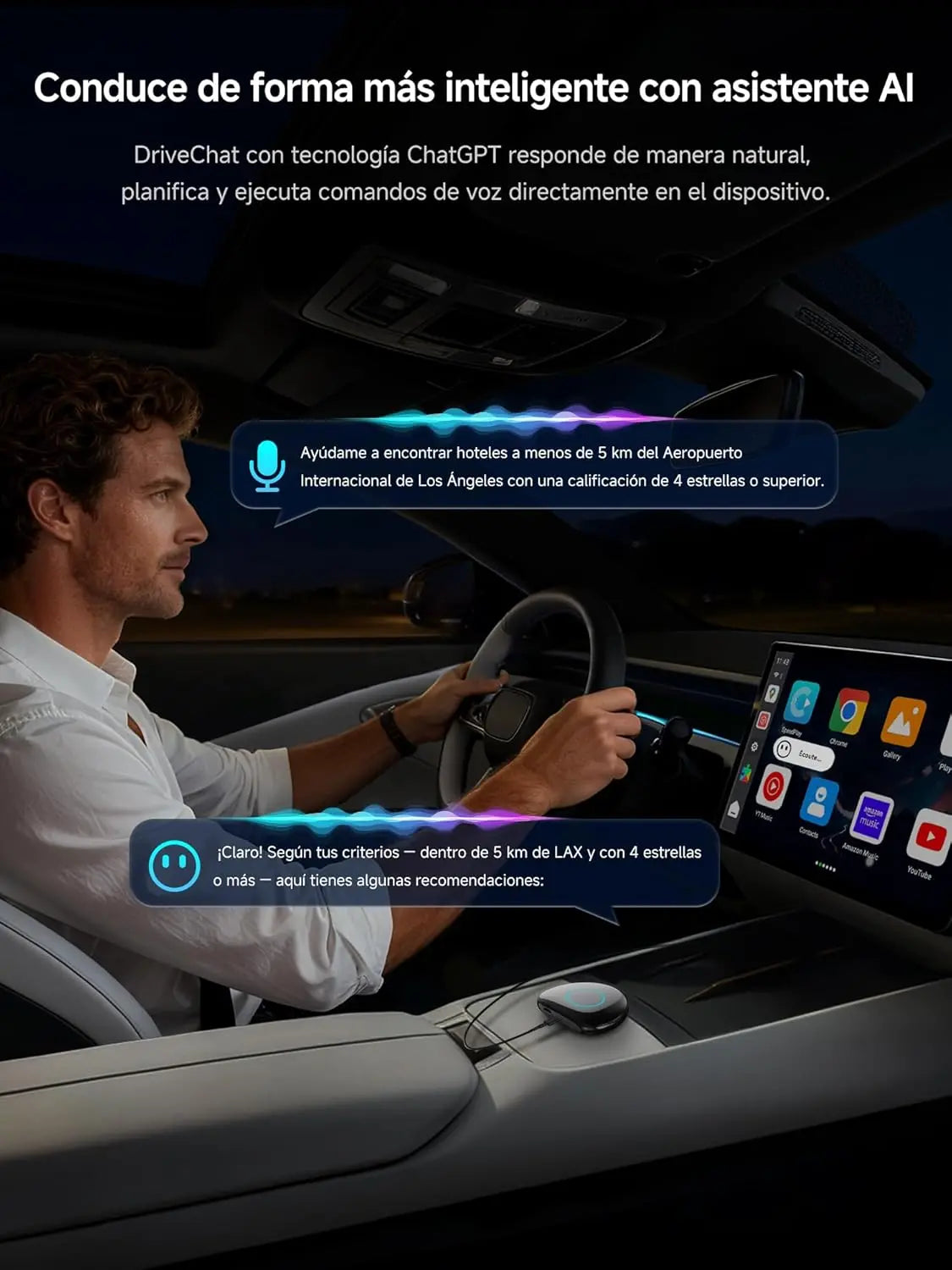 ATOTO CB6 Dongle WIFI para Coche, CarPlay IA Box, 8GB+128GB Dispositivo de Streaming con 4G, Doble Bluetooth, USB, GPS Integrado, Asistente IA, Expansión microSD, OTA