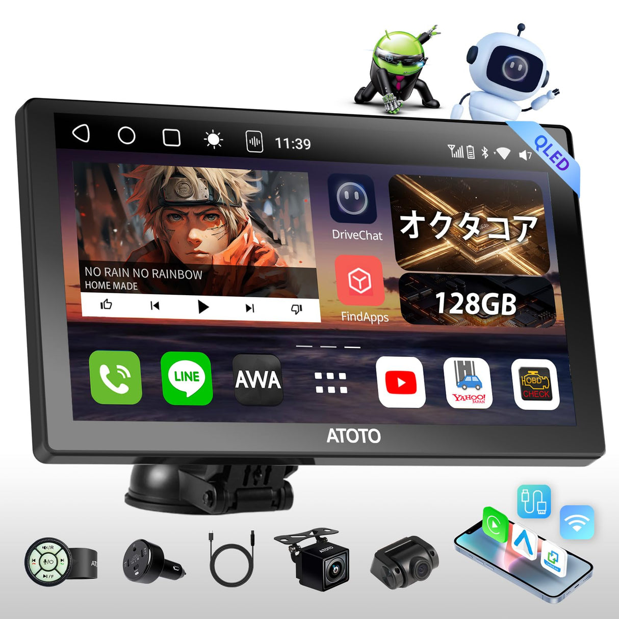 ATOTO P9 9インチ ポータブルナビ 前後カメラ付き