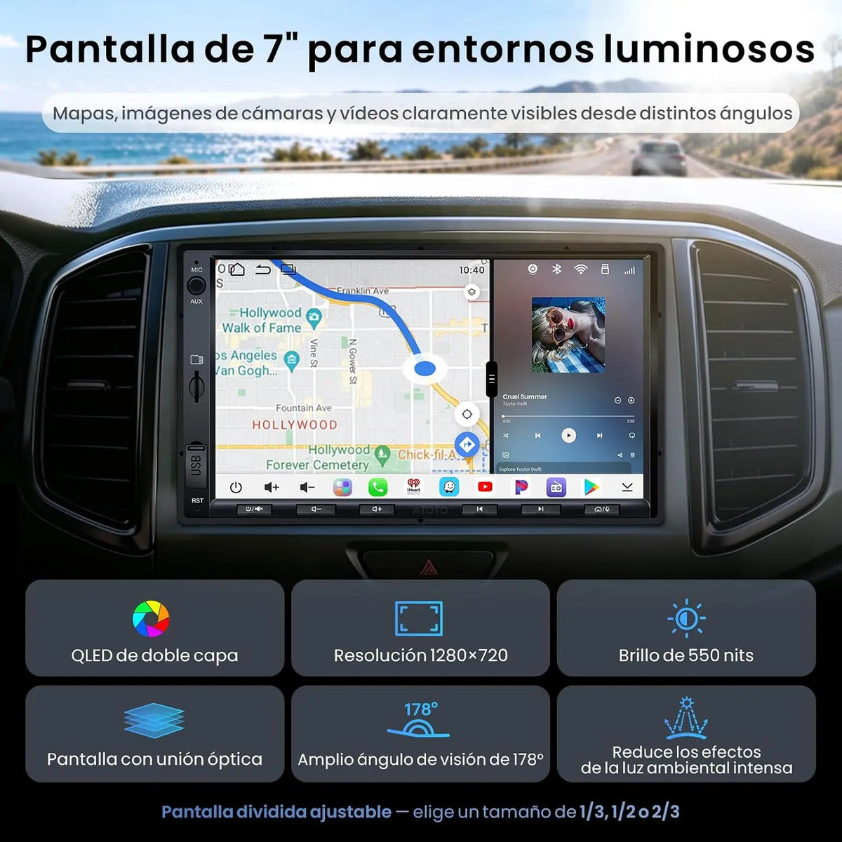 ATOTO S8L 7" AI Android Radio 2 DIN, 4G SIM, 4G+64G, con Cámara Trasera
