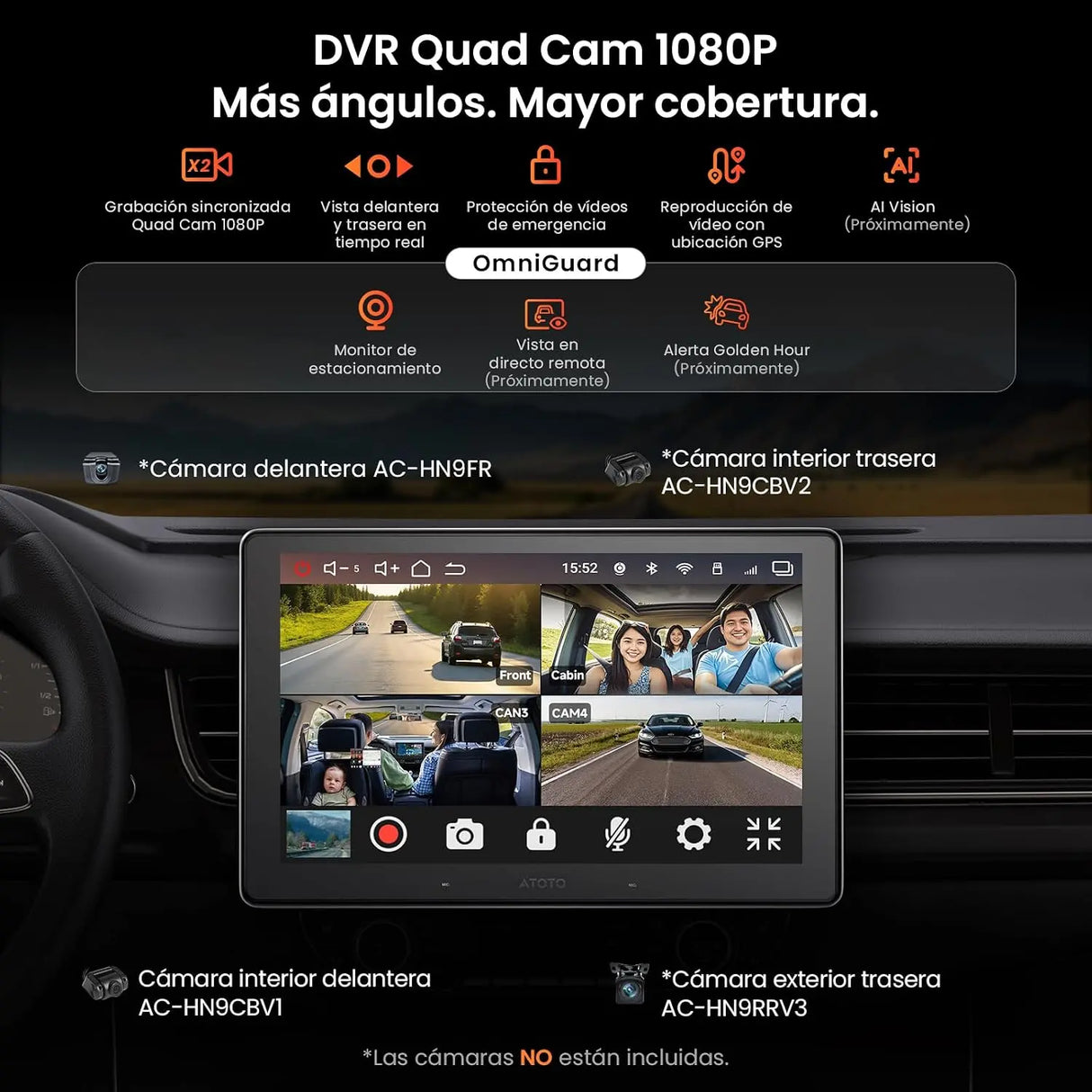 ATOTO V10G110OC 10,1" Radio Android para Coche 1 DIN & 2 DIN, 6GB+128GB, CarPlay y Android Auto Inalámbricos, 4G LTE/WiFi, GPS, Bluetooth 5.4 aptX HD, DSP 24B-EQ, DVR 4 Canales, Karaoke en el Coche, Asistente AI