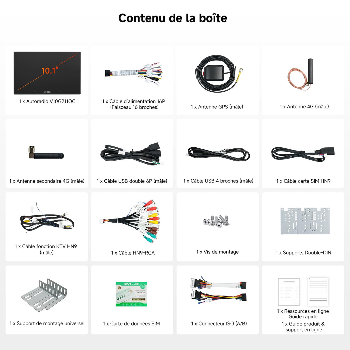 ATOTO V10G211OC 10" Autoradio 2DIN Android, 6GB+128GB, Bluetooth 5.4/Wi-Fi, CarPlay & Android Auto sans fil