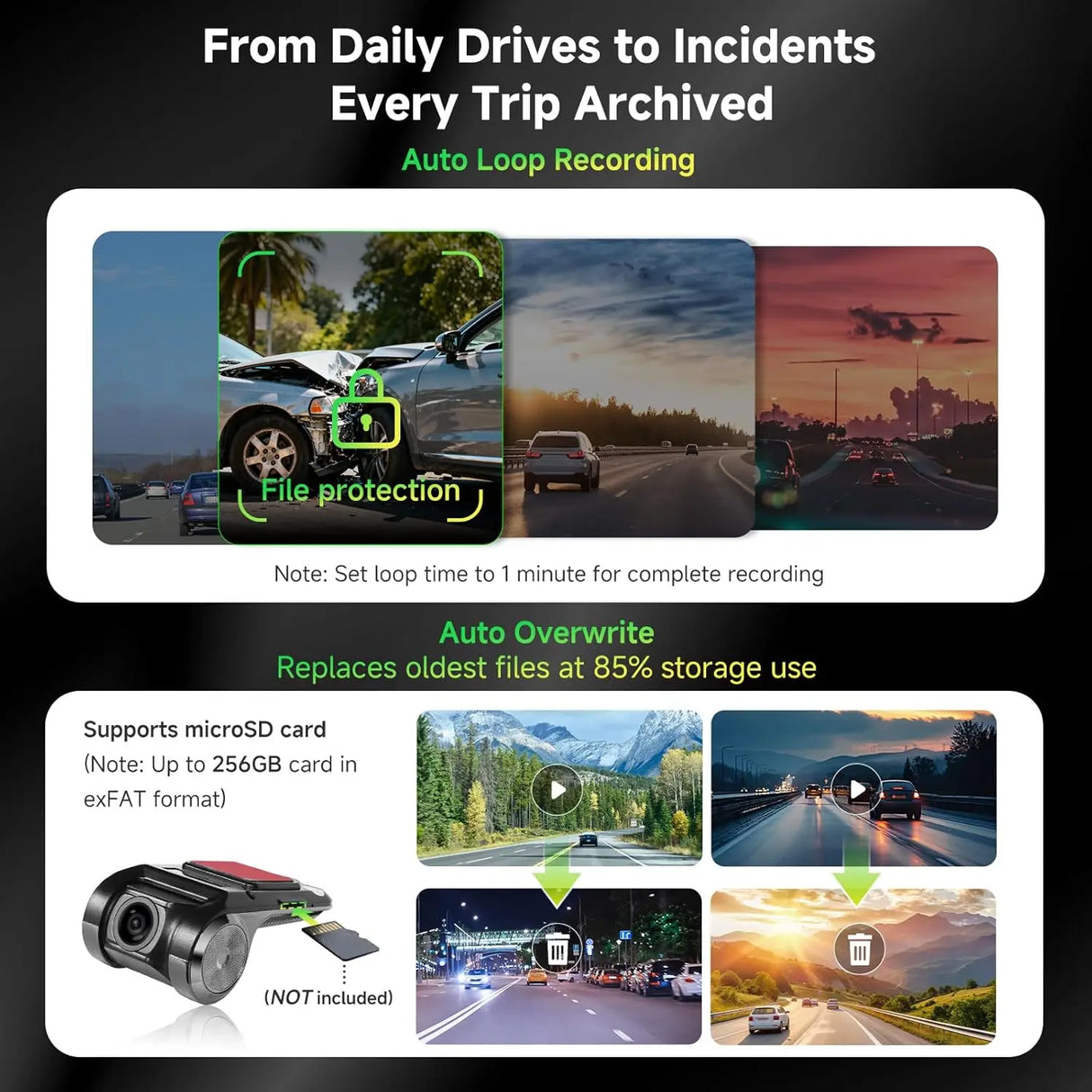 ATOTO AC-44P2 1080P USB DVR On-Dash Camera, 156° Wide-Angle, Loop Recording, Video Lock Function & Playback, Supports Up to 64GB, Compatible with ATOTO A5/A6/S8/P9, Not Compatible with F7/P5/P8/X10