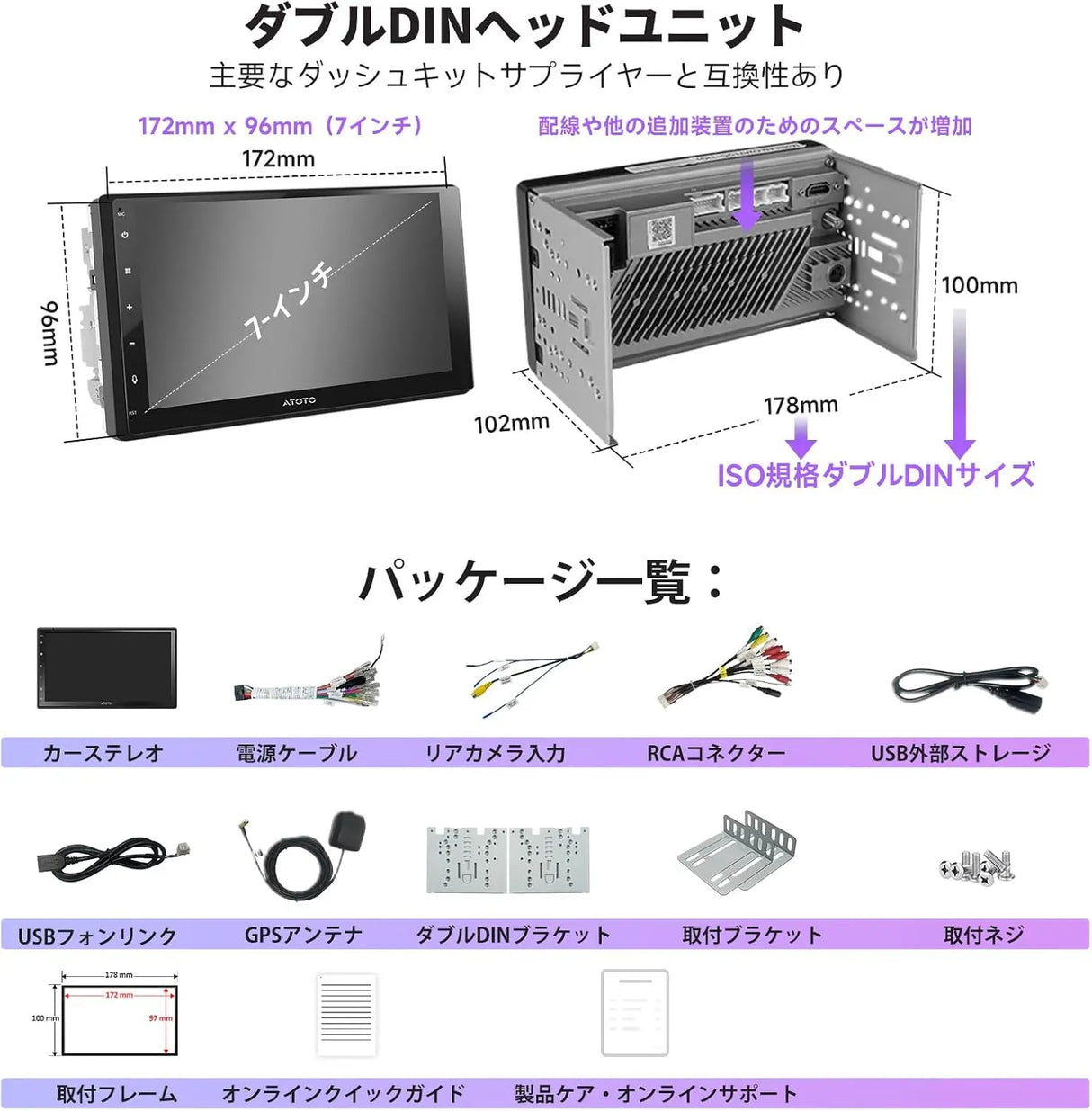 ATOTO A5LG2B7T 2dinディスプレイオーディオ 7インチHDタッチスクリーン搭載 | 2GB+32GBの大容量メモリ | Bluetooth/WiFi/GPS対応 | 気軽&楽しめるAndroid Auto/CarPlay | AIアシスタント機能