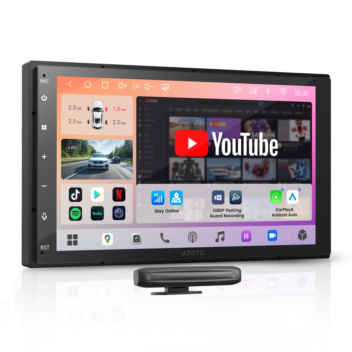 ATOTO A7G2B7PKL 7" QLED Double Din Car Stereo – Android 13, 4GB+64GB, 8-Core, Wireless CarPlay & Android Auto, 4G LTE, Wi-Fi/USB, Hi-Fi DSP with 4V Pre-Outs, SCVC/LRV, GPS Tracking, Agentic AI