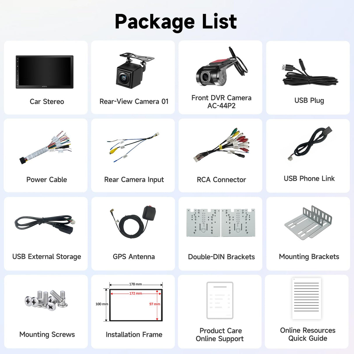 ATOTOZONE A5L Android Double Din Car Stereo with Backup Camera & DVR Dashcam, 7 Inch Wireless CarPlay Android Auto, GPS Navigation, Wi-Fi/Bluetooth/USB, 24-Band EQ, DSP/LRV, Mirror Link