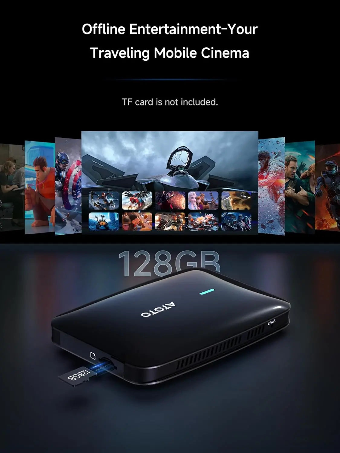 ATOTO CB6C Wireless CarPlay-Adapter Android 13, Intelligente Plug&Play-Autobox mit GPS, AI DriveChat, 4G LTE, 4 GB + 64 GB, Schwarz