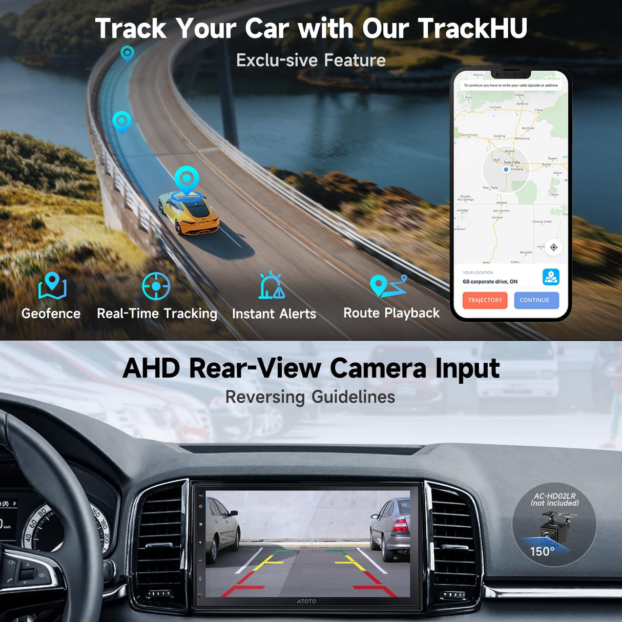 ATOTO A5LG2B7T 7" Double Din Car Stereo, Touchscreen, 2+32G, Wireless CarPlay and Android Auto, GPS Navigation, WiFi, 24-Band EQ, Bluetooth, USB, FM/AM