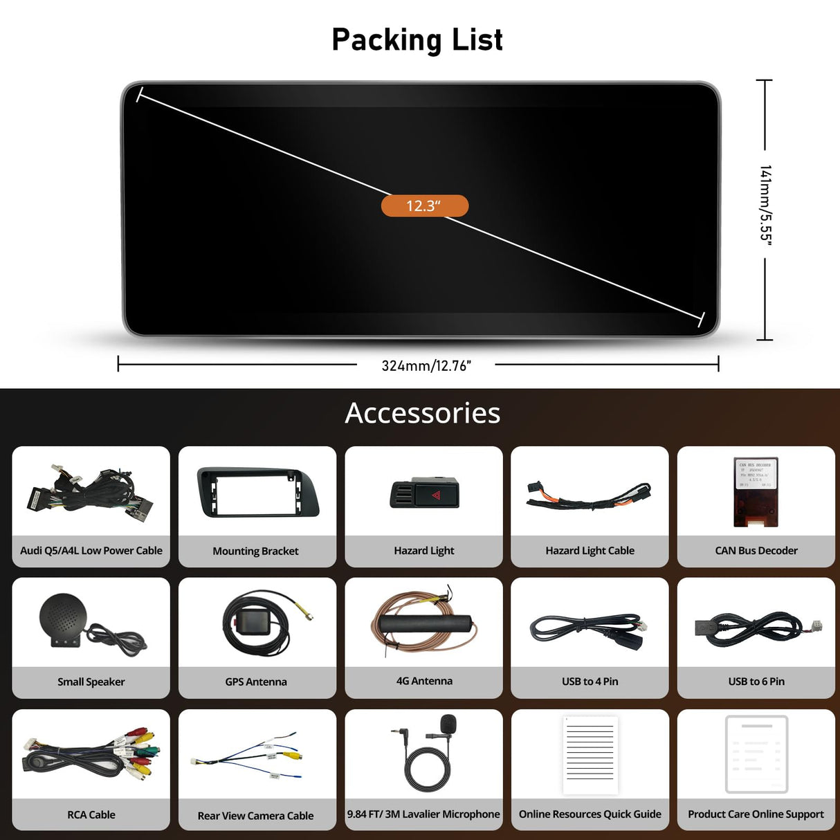 ATOTO S8ADQ54XL12A8PN 12,3" Autoradio mit Wireless CarPlay & Android Auto, Kompatibel mit Audi Q5 B8/B8.5 (2009-2016) Concert/Symphony Radio, Behält alle Originalfunktionen, GPS-Tracking, AI, 4G LTE, Dual Bluetooth