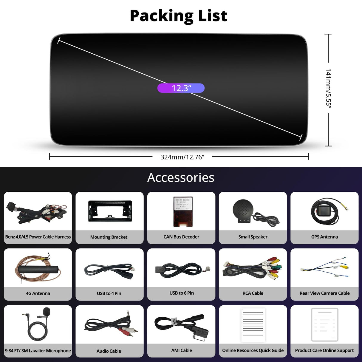 ATOTO 12,3 Zoll Autoradio Wireless CarPlay, kompatibel mit Benz W176 GLA X156 NTG4.5/4.7 (2013–2015), Android Auto, GPS, 4G LTE, AI, Bluetooth