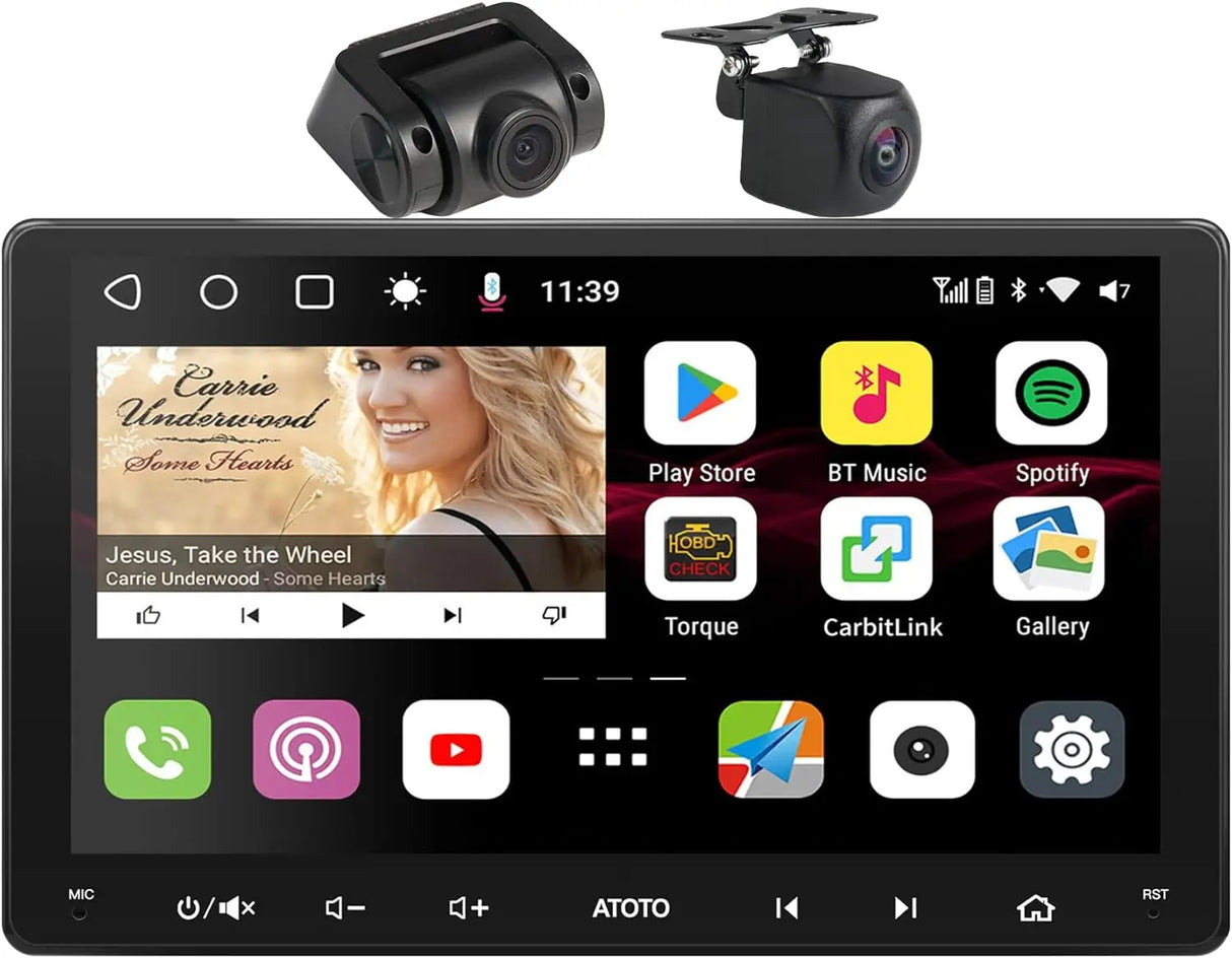 ATOTO S8G2A79UN 7" 2Din Radio coche con Cámaras Delantera y Trasera 1080P, CarPlay/Android Auto Inalámbrico, Pantalla QLED, 4G, Wi-Fi, Bluetooth, USB, DSP, AMP, SUB, GPS & AI