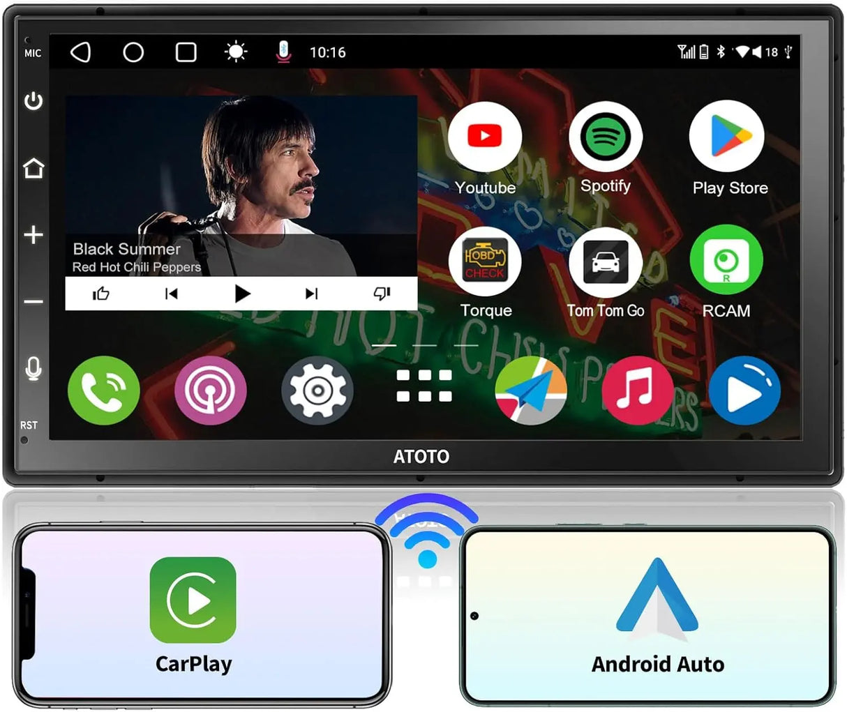 ATOTO A6G2B7PF 7" Double Din Android Car Stereo, Wireless CarPlay & Android Auto, MirrorLink, Dual Bluetooth, DSP, FM Radio, 4G LTE WiFi/BT/USB Tethering, In-Dash Navigation, 8-Core 2G+32G