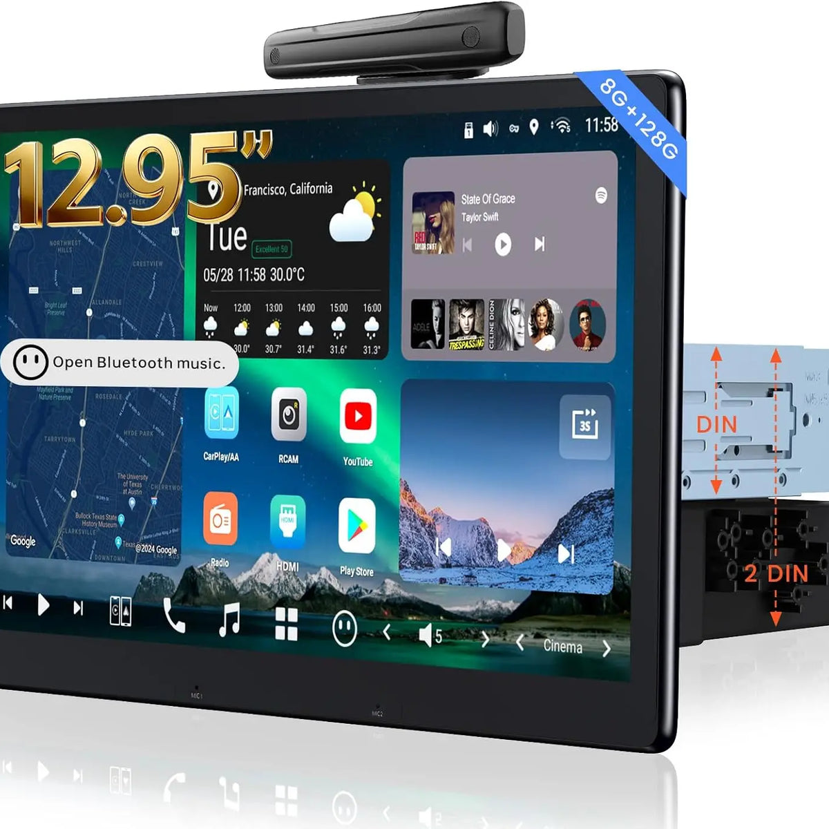 ATOTO X10 12.9インチ シングルDINカーステレオ（CarPlayおよび4G LTE