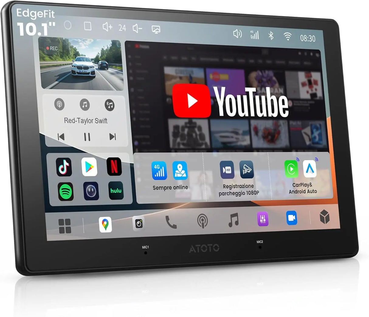 ATOTO A7G211PKL 12,95" QLED 2 DIN Radio Android, 8G+128G, 4G LTE Integrado, Wireless CarPlay & Android Auto, DSP, Navegador GPS, WiFi/BT, Entrada de Cámara 1080P