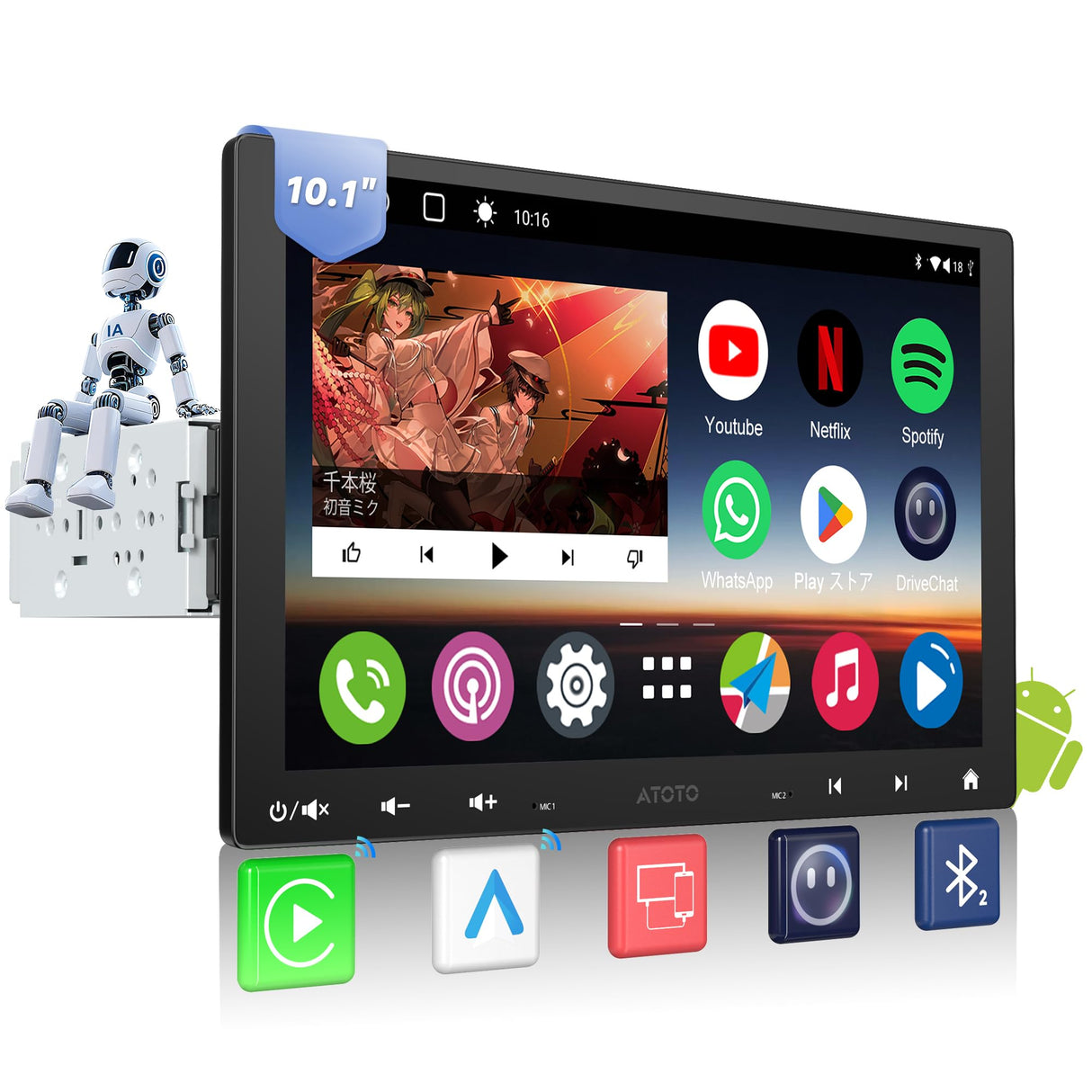 atoto a6 10.1" Androidディスプレイオーディオ