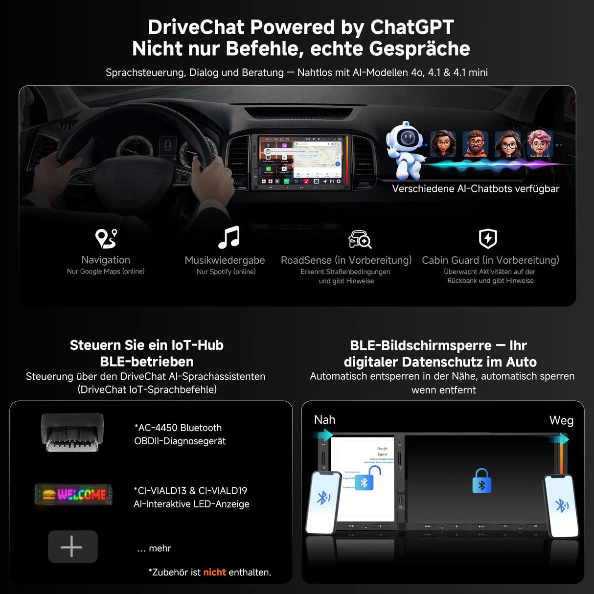 ATOTO V10G2D7OC 7 Zoll Android 2 DIN Autoradio mit Wireless CarPlay & Android Auto, Karaoke im Auto, aptX HD Bluetooth 5.4, DSP Audio 7.1.2, Ambientebeleuchtung, 4G LTE/WLAN, Agentische KI