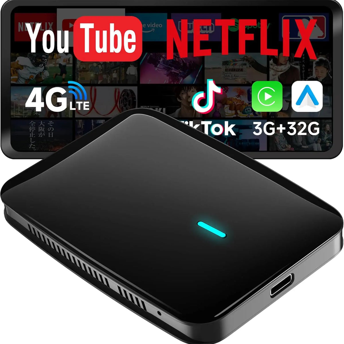 CarPlay AIボックス Netflix TFカード対応 ワイヤレス CarPlay AIボックス、Netflix/YouTube/TFカード対応 ワイヤレスCarPlay