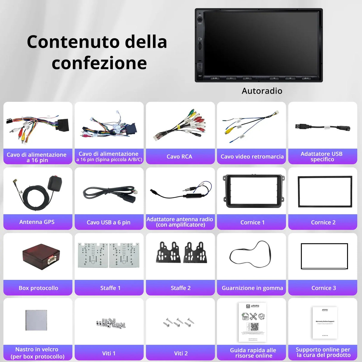 ATOTO A5LVWA7T 7 Zoll 2 DIN Autoradio – Navi, WiFi, Bluetooth, USB, MirrorLink, 24-Band EQ DSP, FM, AUX, TF, Wireless CarPlay & Android Auto, 2G+32G, Kompatibel mit VW/Golf/Polo/Tiguan