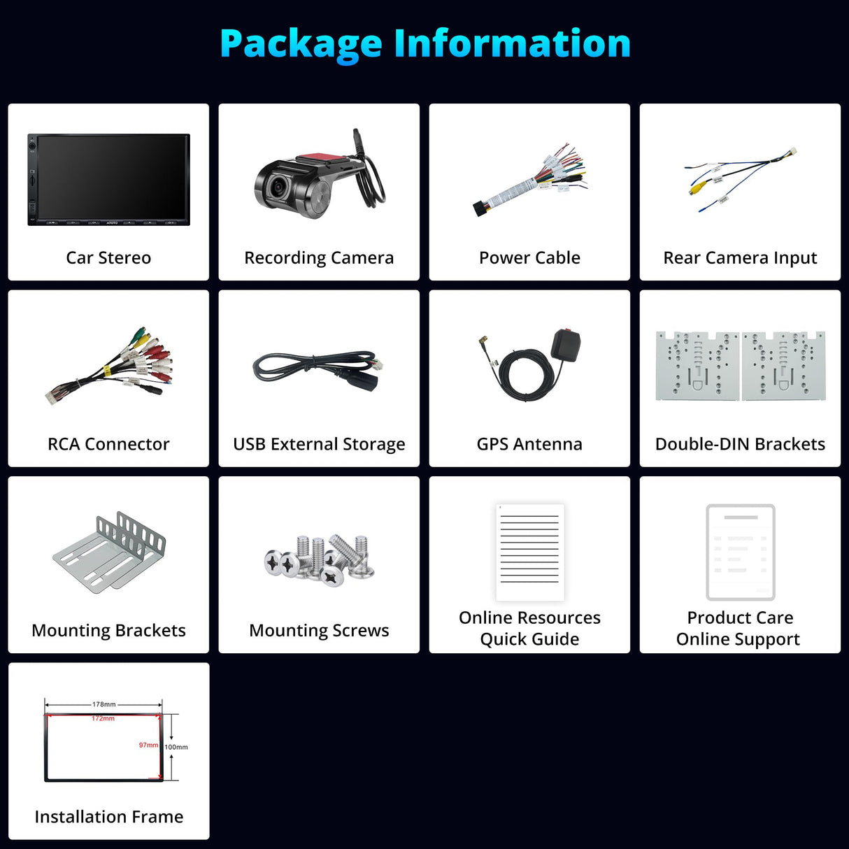 ATOTO 7" Double Din Car Stereo, 1080P Dash Cam, 1280x720 QLED Touchscreen, 2G+32G, Wireless CarPlay and Android Auto, WiFi and Bluetooth Tethering, 24-Band EQ, GPS Tracking