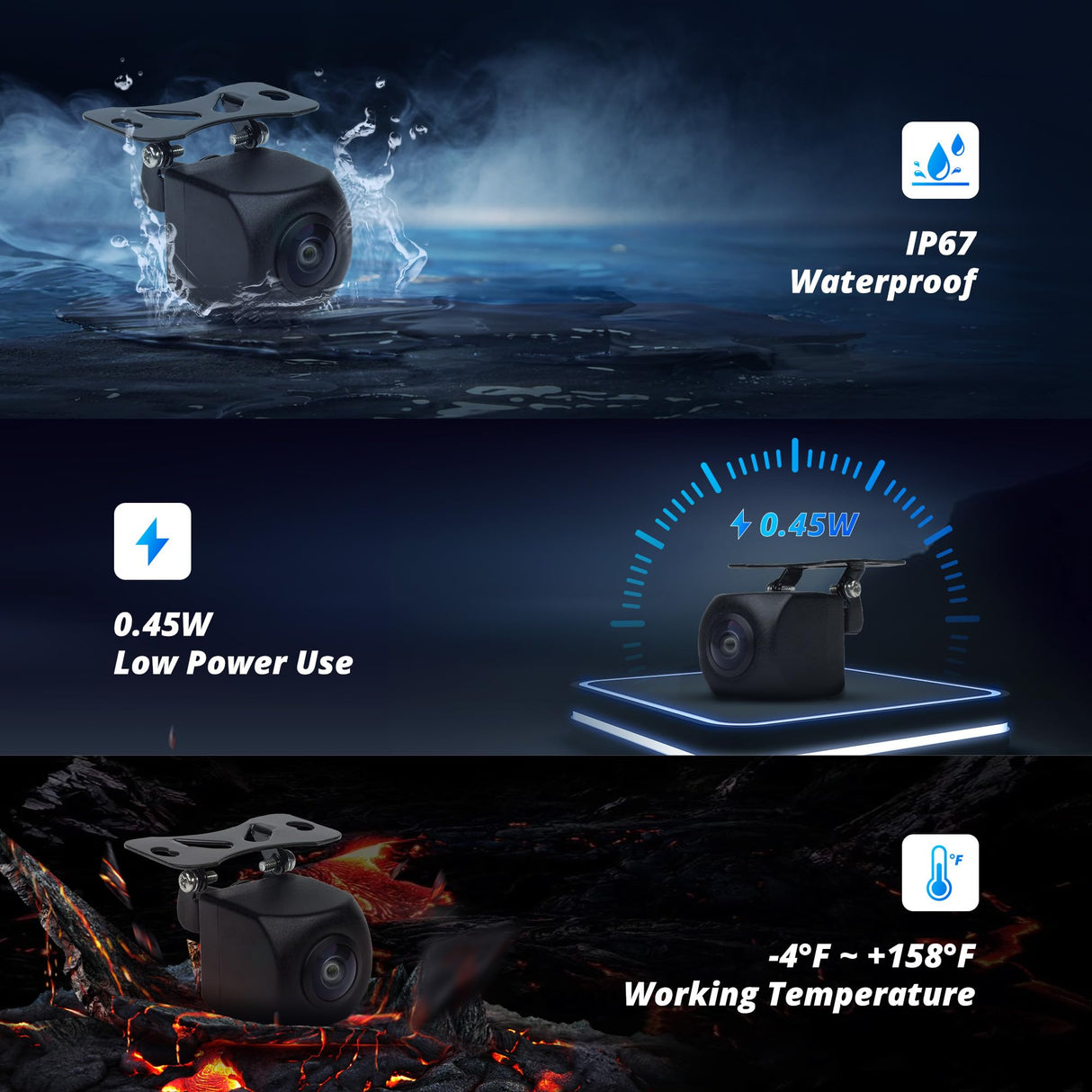 ATOTO AC-RCR04W Cámara Trasera 1080P HDR, Ángulo 145°, Vista en Vivo, IP67 Impermeable, Compensación de Luz, Control de Ganancia, Compatible con S8 UN/PN/MS (Solo vista en vivo en S8 MS/PN)