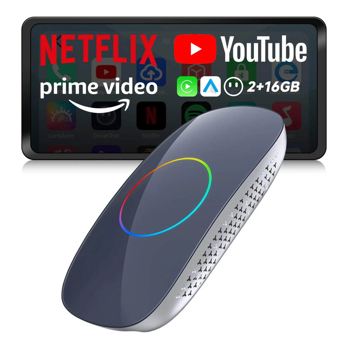 ATOTO CB4CT【AI Box CarPlay】Android Box ワイヤレスアダプター CarPlay・Android Auto対応 2GB+16GB 動画配信対応(YouTube/Hulu/Spotify) 車載マルチメディアボックス デュアルWi-Fi・デュアルBluetooth AIアシスタント HDMI出力 USB対応 プラグ&プレイ OTAアップデート対応 モデル