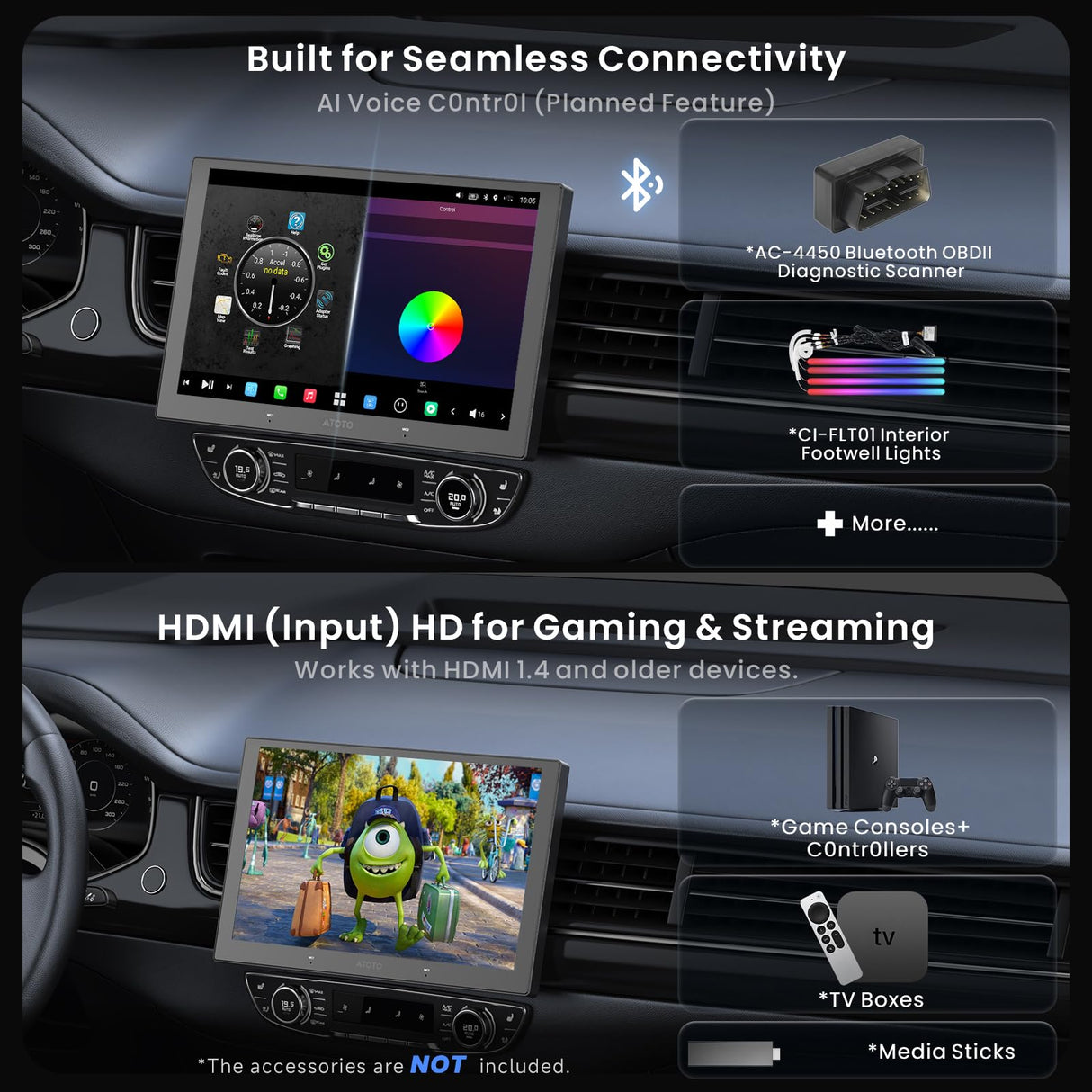 ATOTO X10G209E 9" Double Din Radio with 1080P Dual Dash Cam, Android 8+128G, Wireless CarPlay/Android Auto, HDMI-in & SPDIF Output, DSP, 4G/WiFi, GPS, AI Voice
