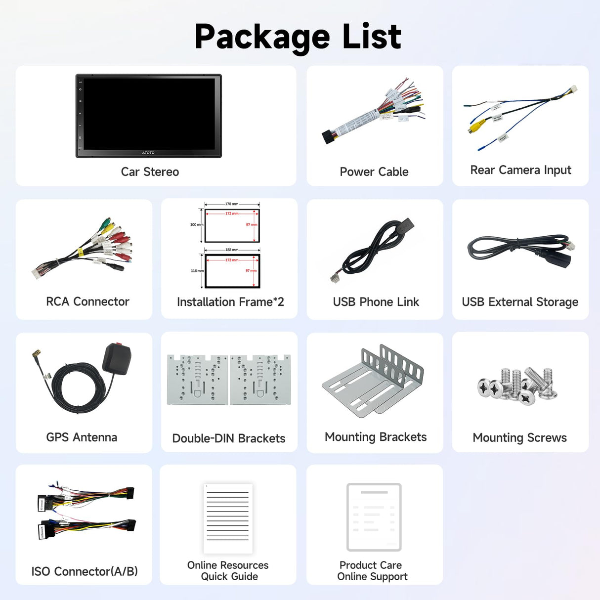 ATOTO A5LG2B7T 7" Double Din Car Stereo, Touchscreen, 2+32G, Wireless CarPlay and Android Auto, GPS Navigation, WiFi, 24-Band EQ, Bluetooth, USB, FM/AM