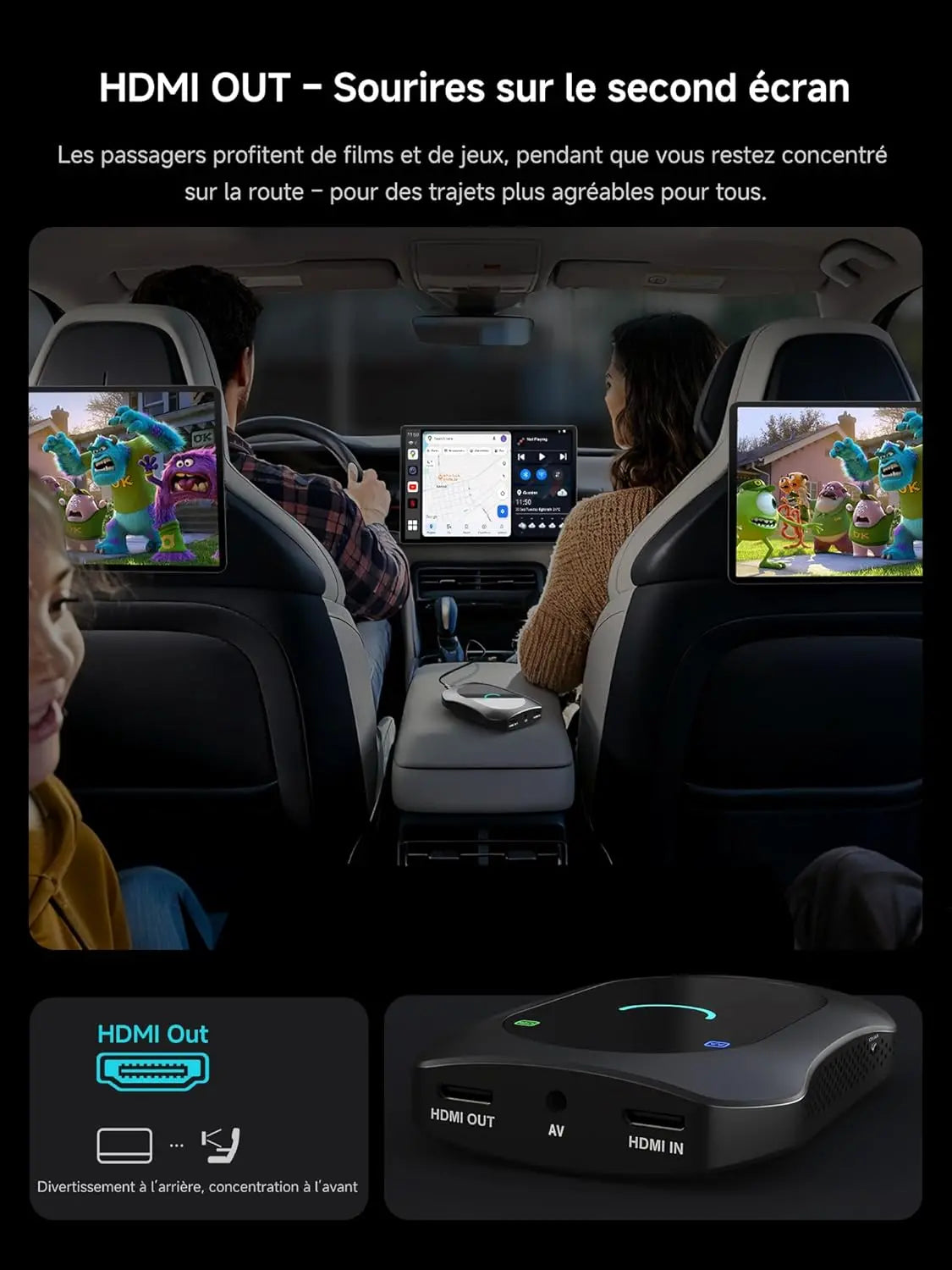ATOTO CB7SBX CarPlay Wireless Adapter Android Auto AI Box, HDMI In/Out, Android 8GB+128GB, 4G LTE, Dual Bluetooth, DriveChat, AI Box for Netflix/YouTube/TikTok/TF Card