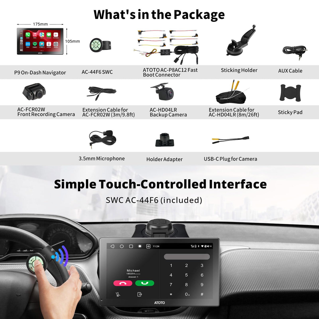ATOTO 7" GPS Navigation, 1080P Front and Rear View Camera, 4G+32G, Wireless CarPlay and Android Auto, GPS Navigation with 4G LTE, Dual Bluetooth, WiFi